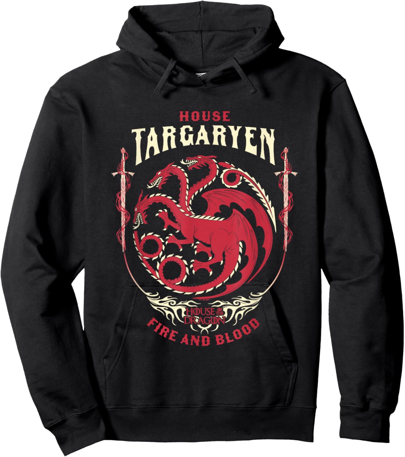 House of the Dragon House Of Targaryen Fire And Blood Badge Hoodie - Hoodie | Black