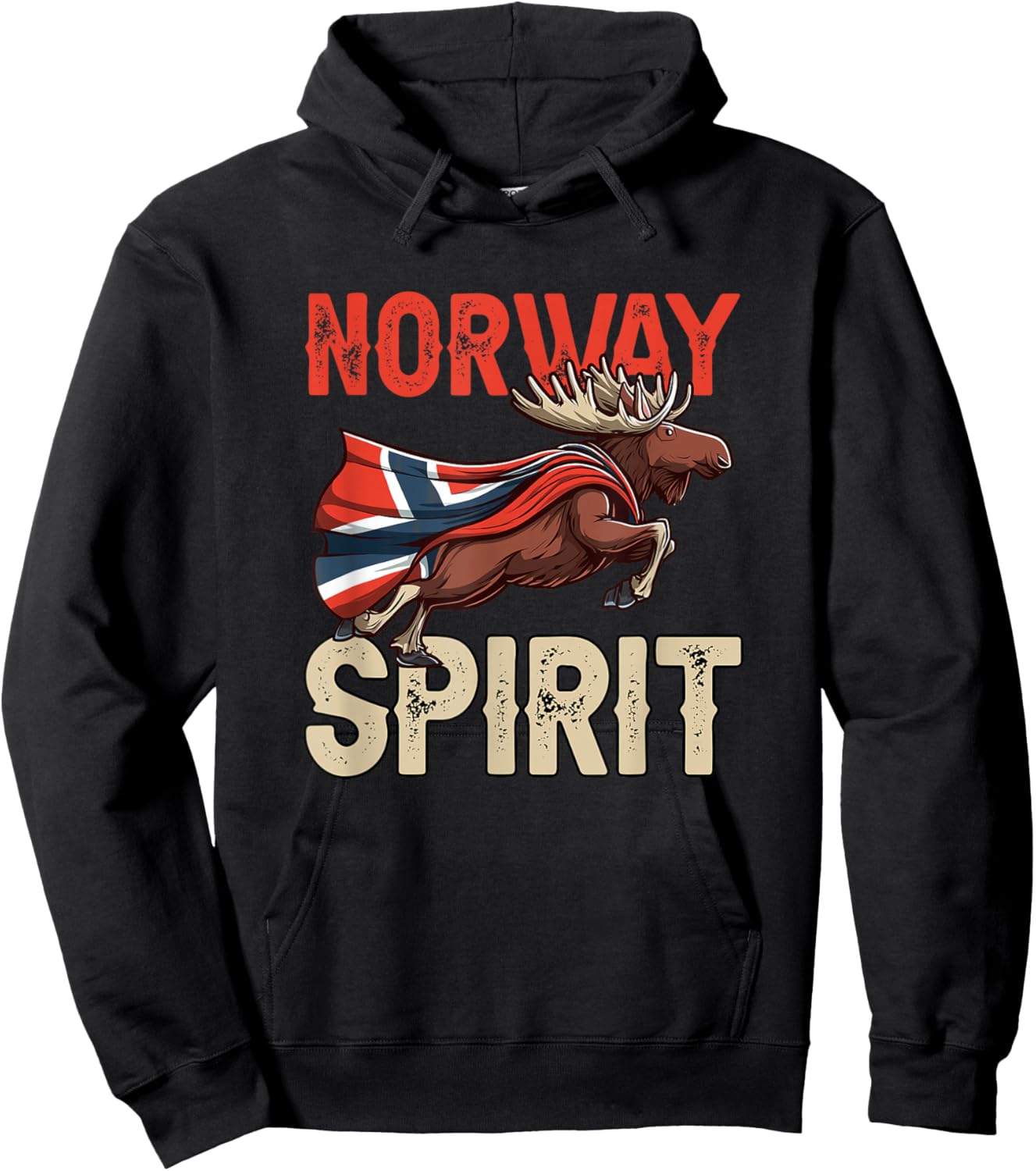 Cool Norway Spirit with Norwegian Moose Costume Hoodie - Hoodie | Black
