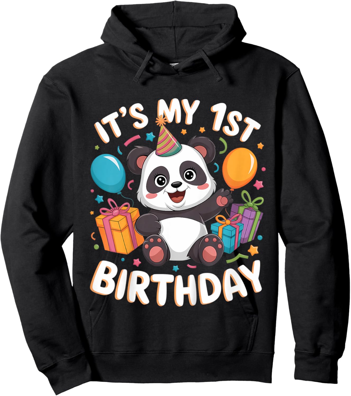 Kids 1st Birthday Panda Design Hoodie - Hoodie | Black