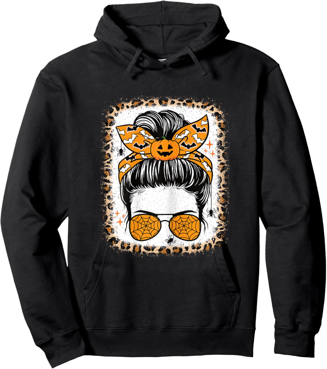 Cute Halloween Messy Bun Scare Halloween Women Girls Hoodie - Hoodie | Black