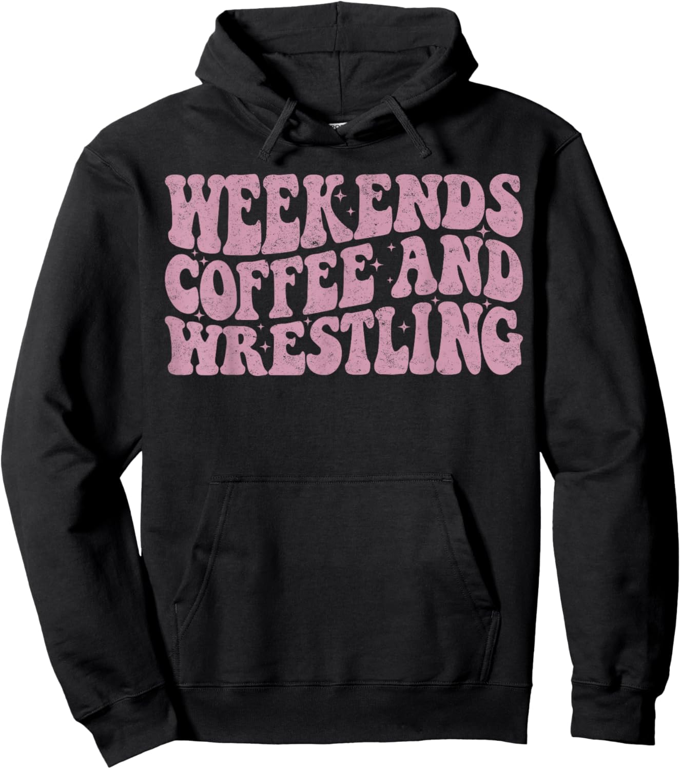 Weekends Coffee and Wrestling Groovy Wrestling Cheer Mom Hoodie - Hoodie | Black
