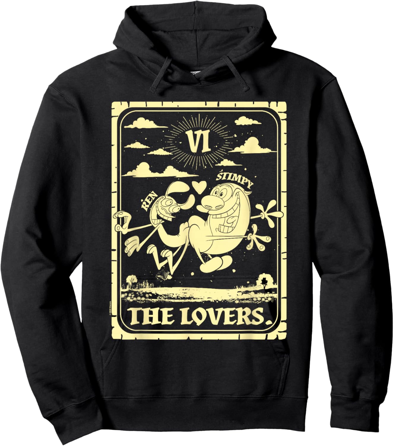 Ren and Stimpy The Lovers Tarot Card Design Funny Cartoon Hoodie - Hoodie | Black
