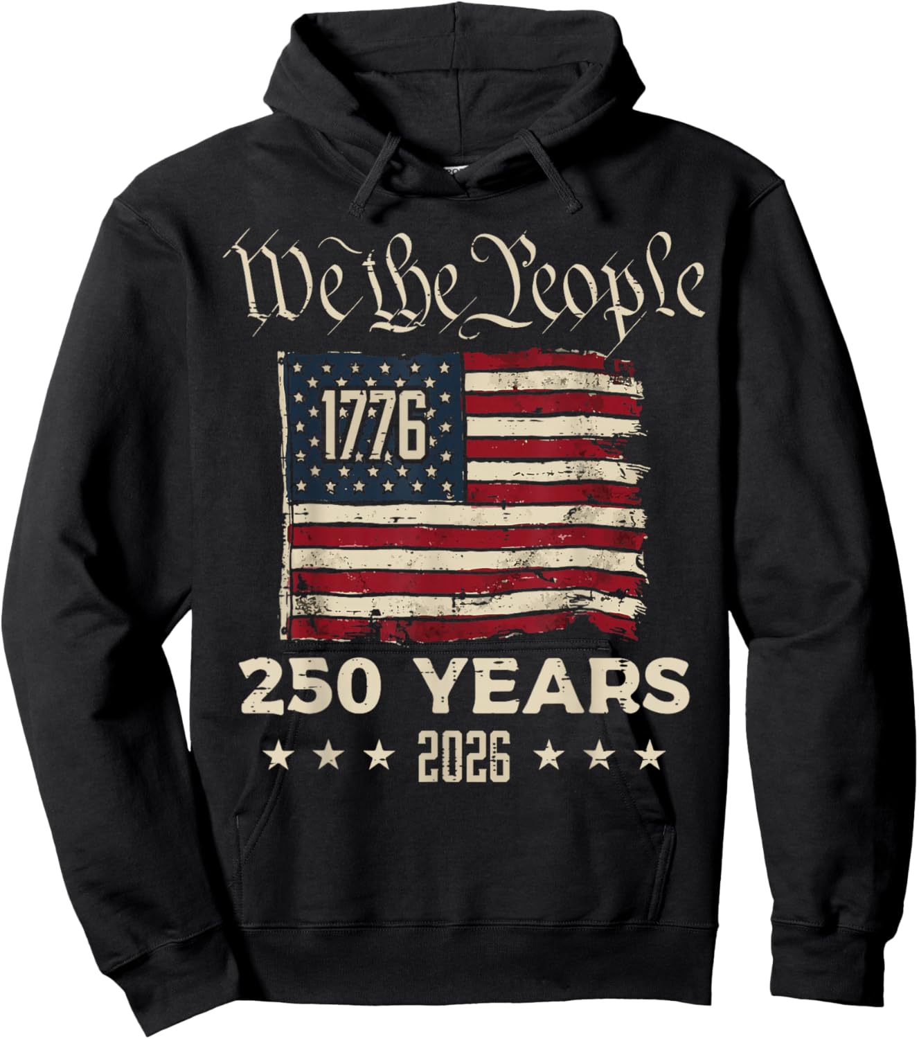 US Flag 1776 2026 250 Years 250th Anniversary 4th of July Hoodie - Hoodie | Black