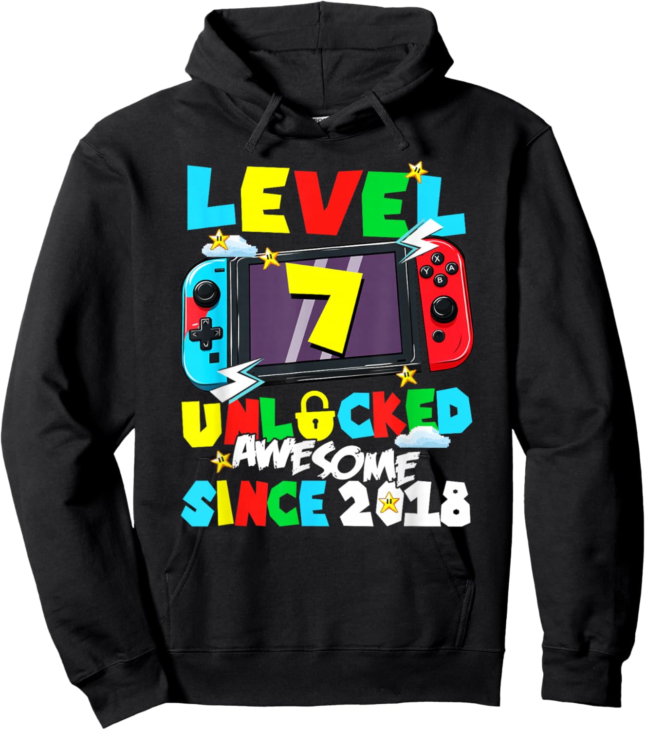Level 7 Unlocked Awesome Since 2018 7th Birthday Video Gamer Hoodie - Hoodie | Black