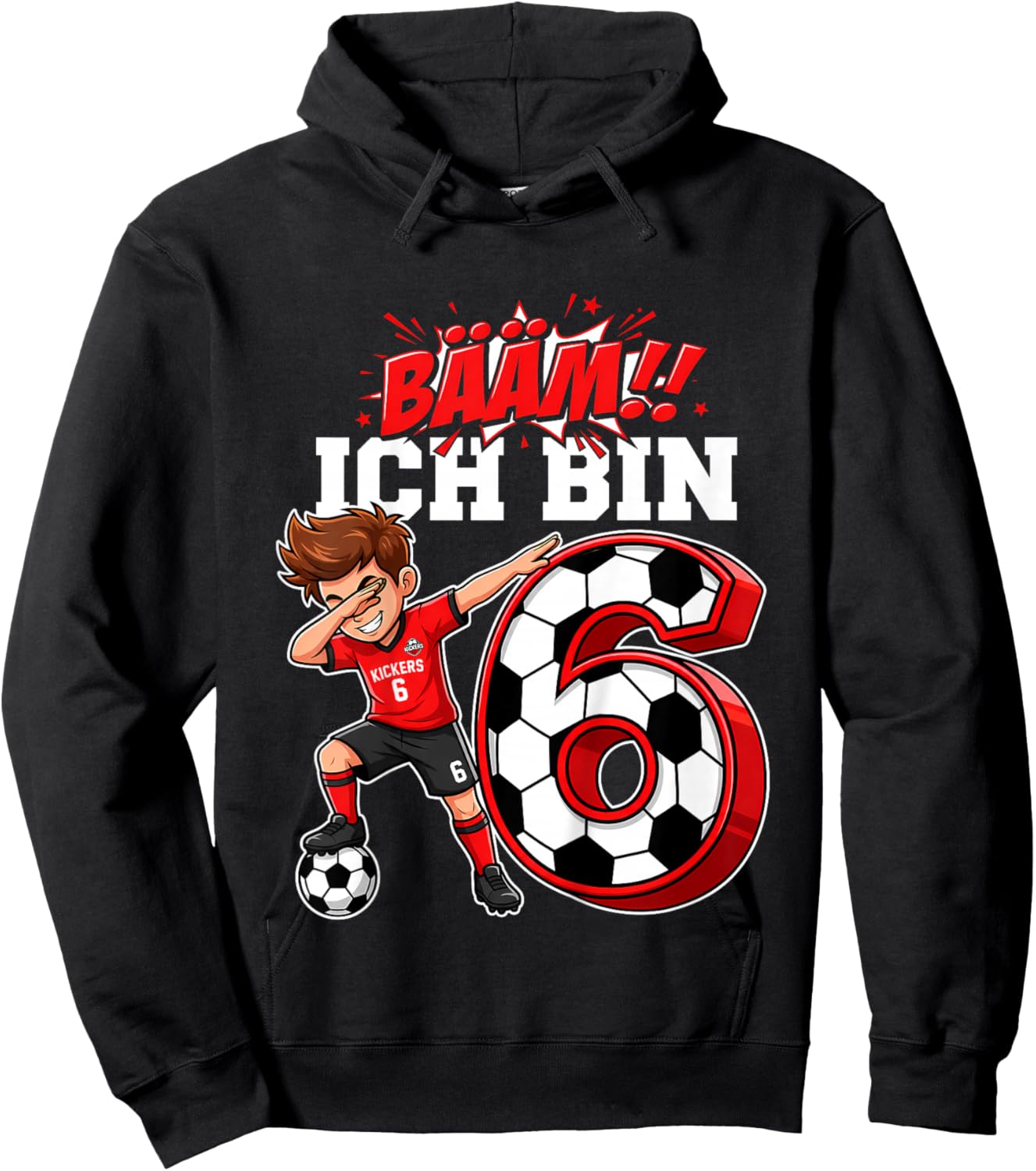 Bääm ich Bin 6 1 Geburtstag Junge 6 1 Fussball Geburtstag Hoodie - Hoodie | Black