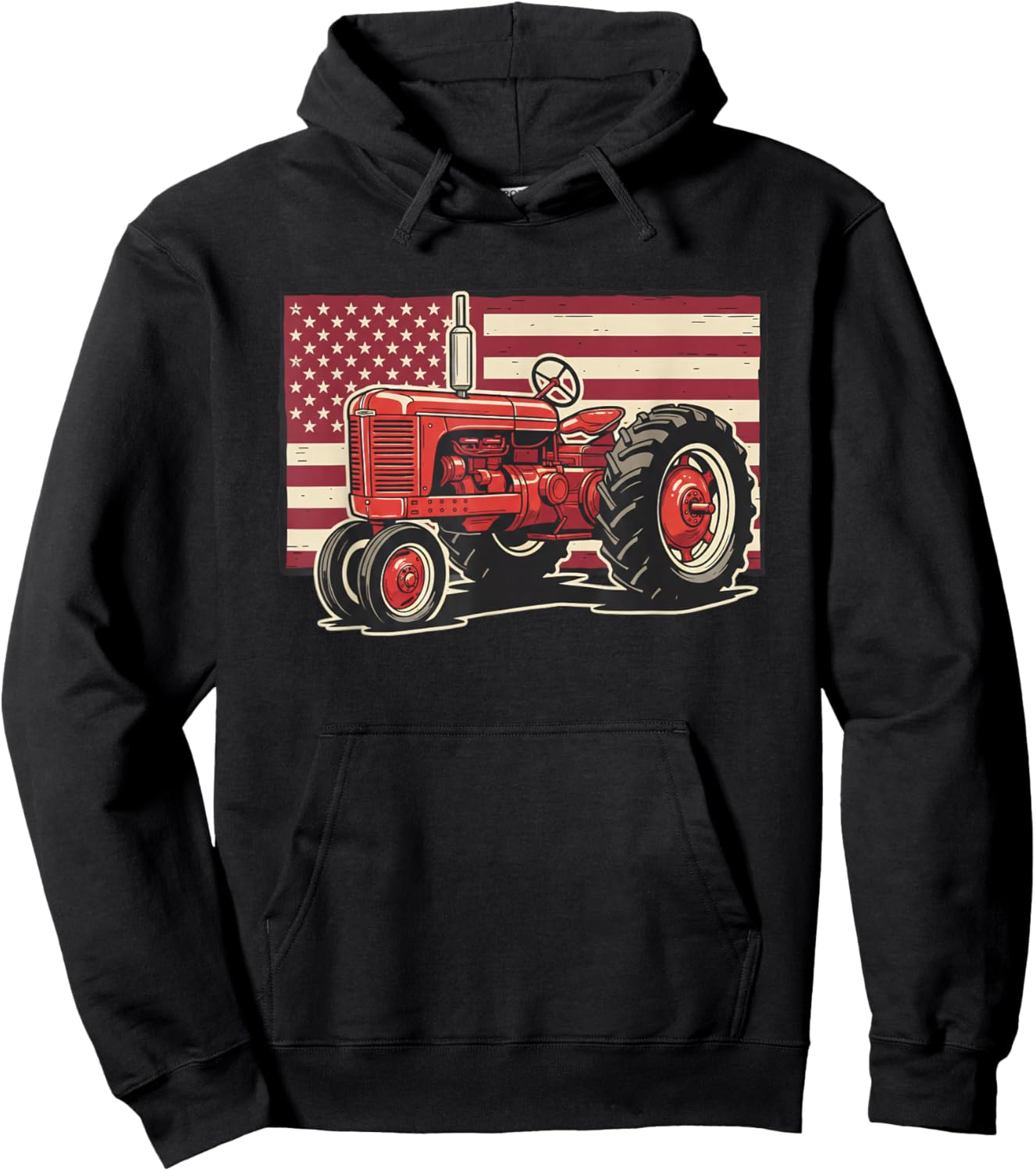 Tractor American Flag Farm Patriotic Kids Boys Hoodie - Hoodie | Black
