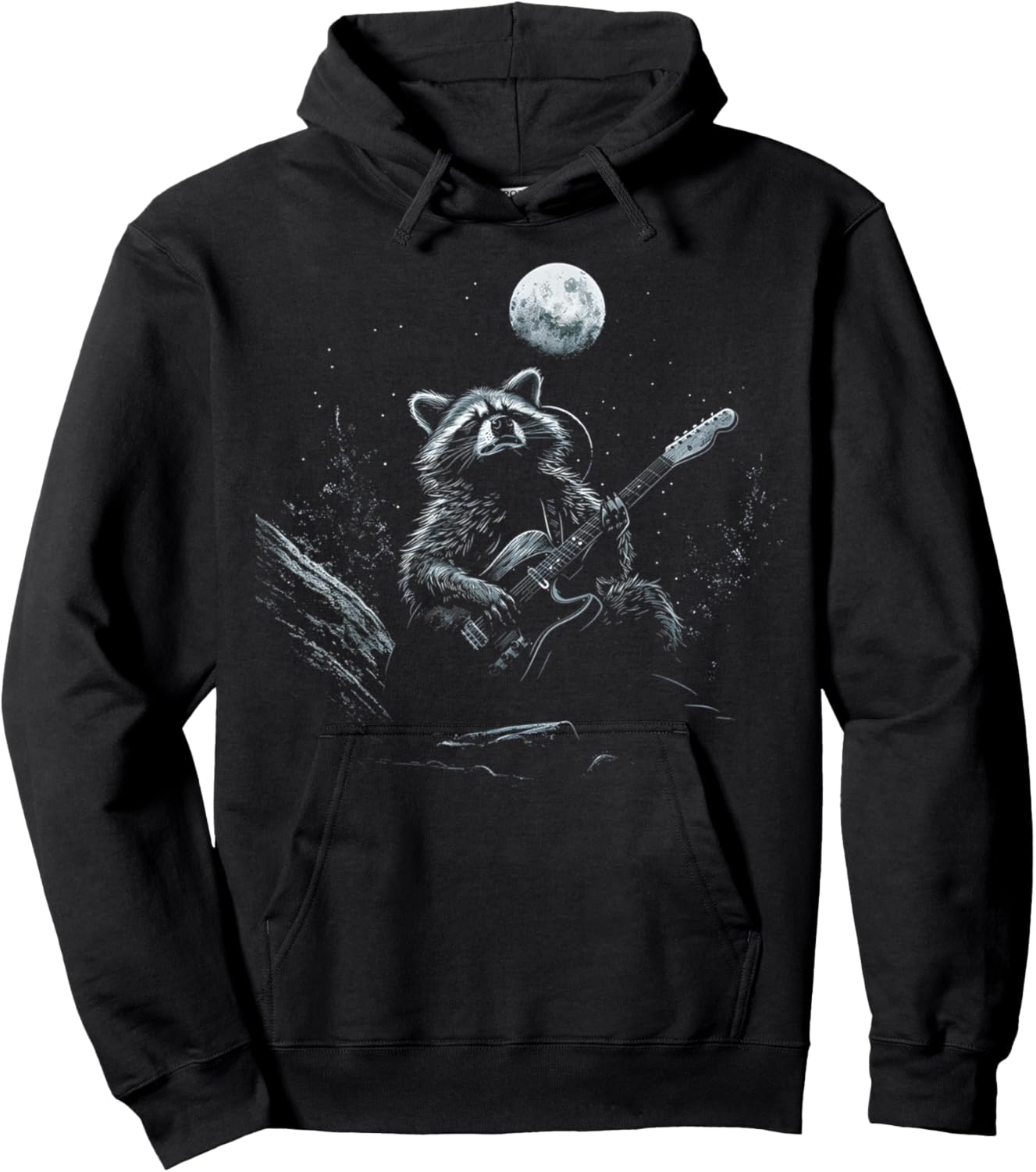 Racoon Playing Guitar Singing Funny Raccoon Meme Guitarist Hoodie - Hoodie | Black