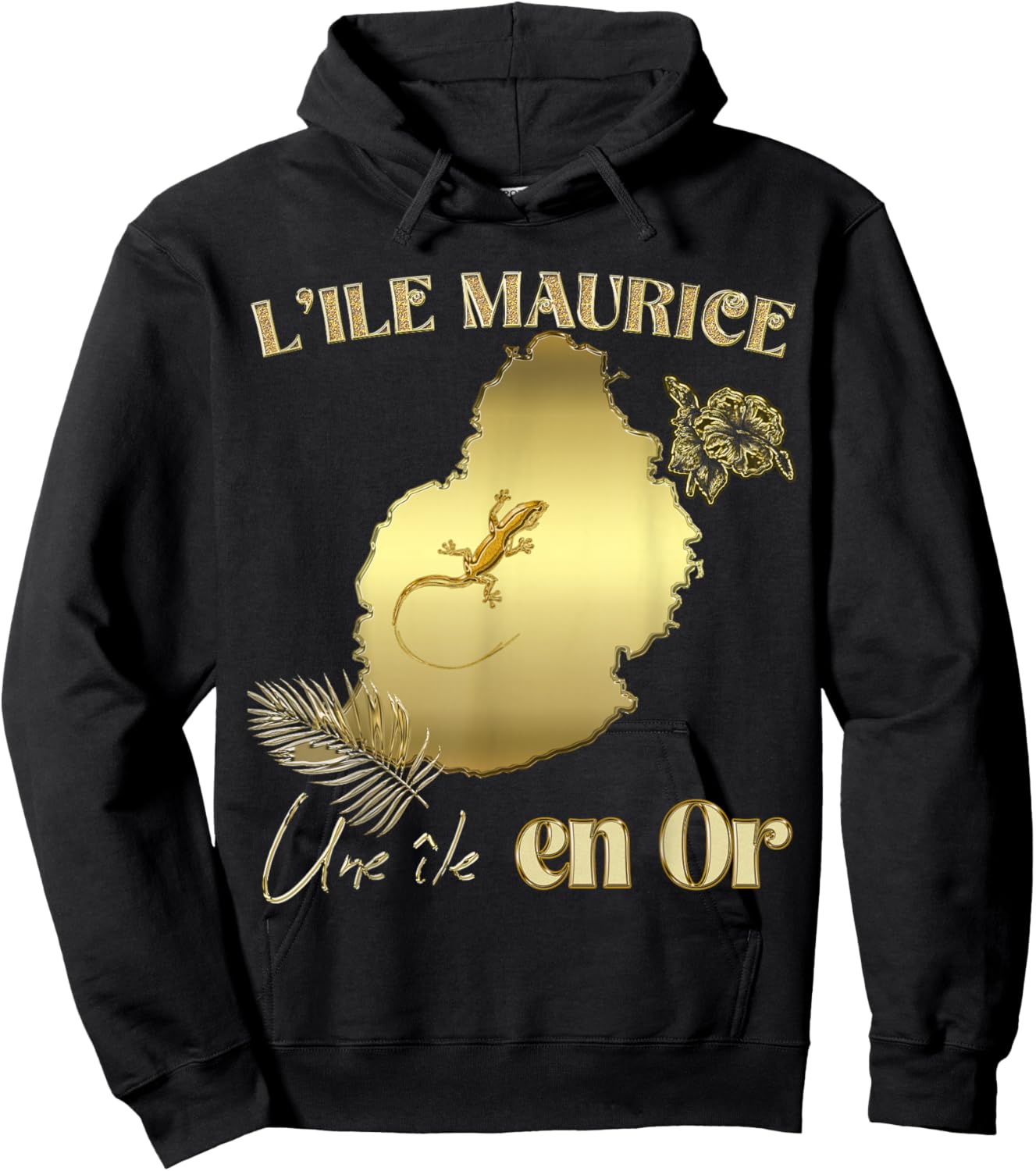 Mauritius A Gold Island Card Gold Effect Gift Hoodie - Hoodie | Black