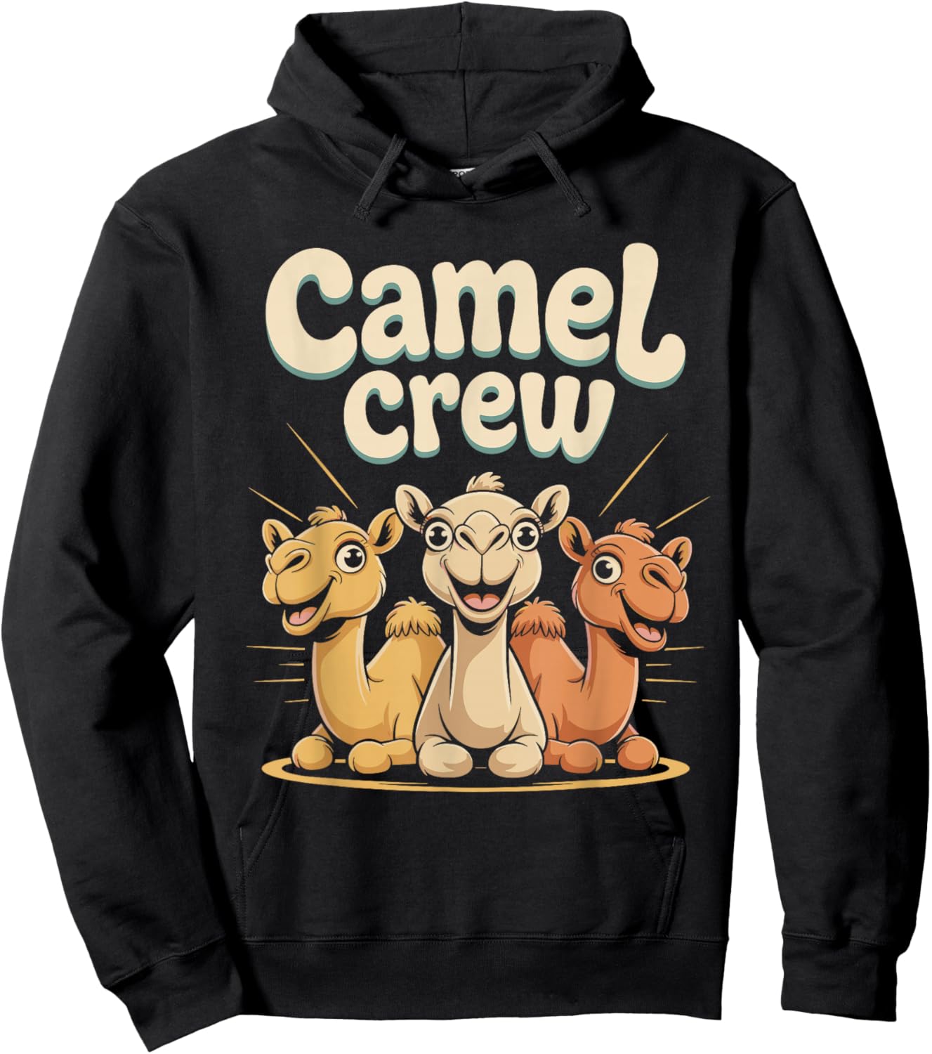 Camel Crew Trio Funny Cartoon Desert Egyptian Animal Design Hoodie - Hoodie | Black