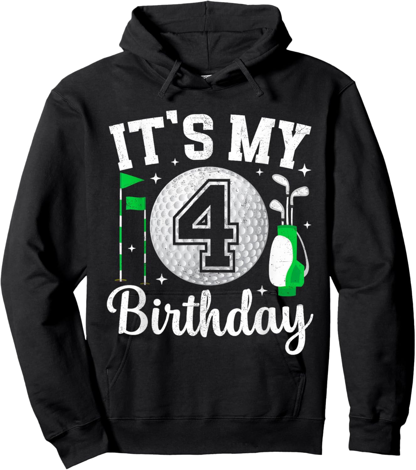 It's My 4th Birthday Golf 4 Year Old Golf Player Birthday Hoodie - Hoodie | Black