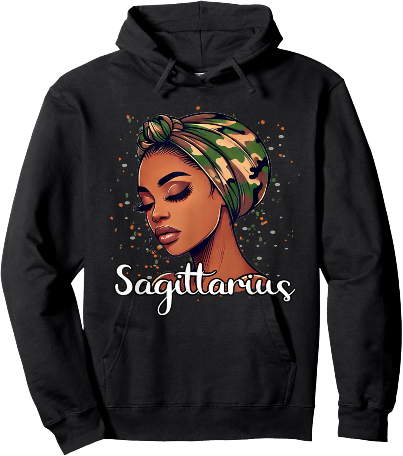 Sagittarius Camo Scarf Black Woman Birthday Hoodie - Hoodie | Black