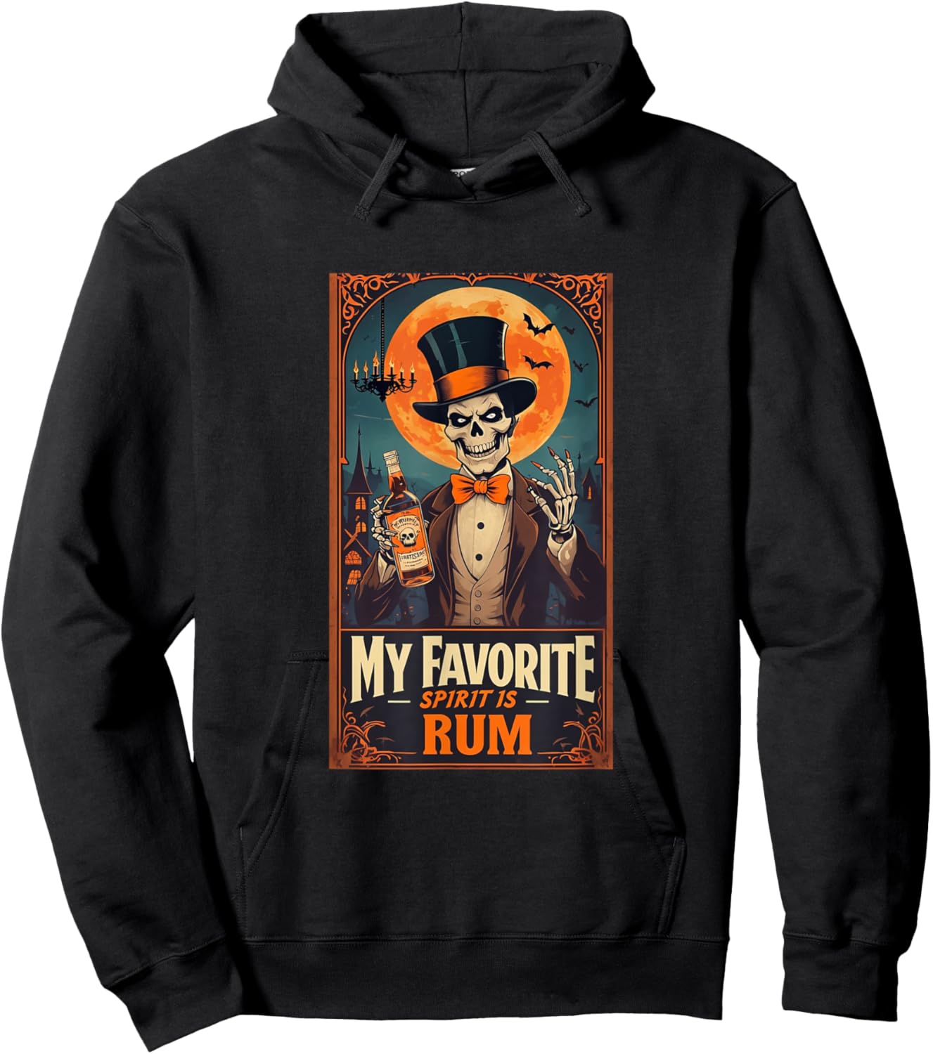 My Favorite Spirit Is Rum Skull Spooky Ghost Halloween Hoodie - Hoodie | Black