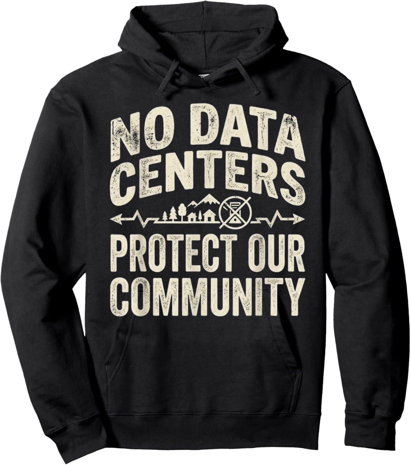 No Data Centers Protect Our Community Retro Hoodie - Hoodie | Black