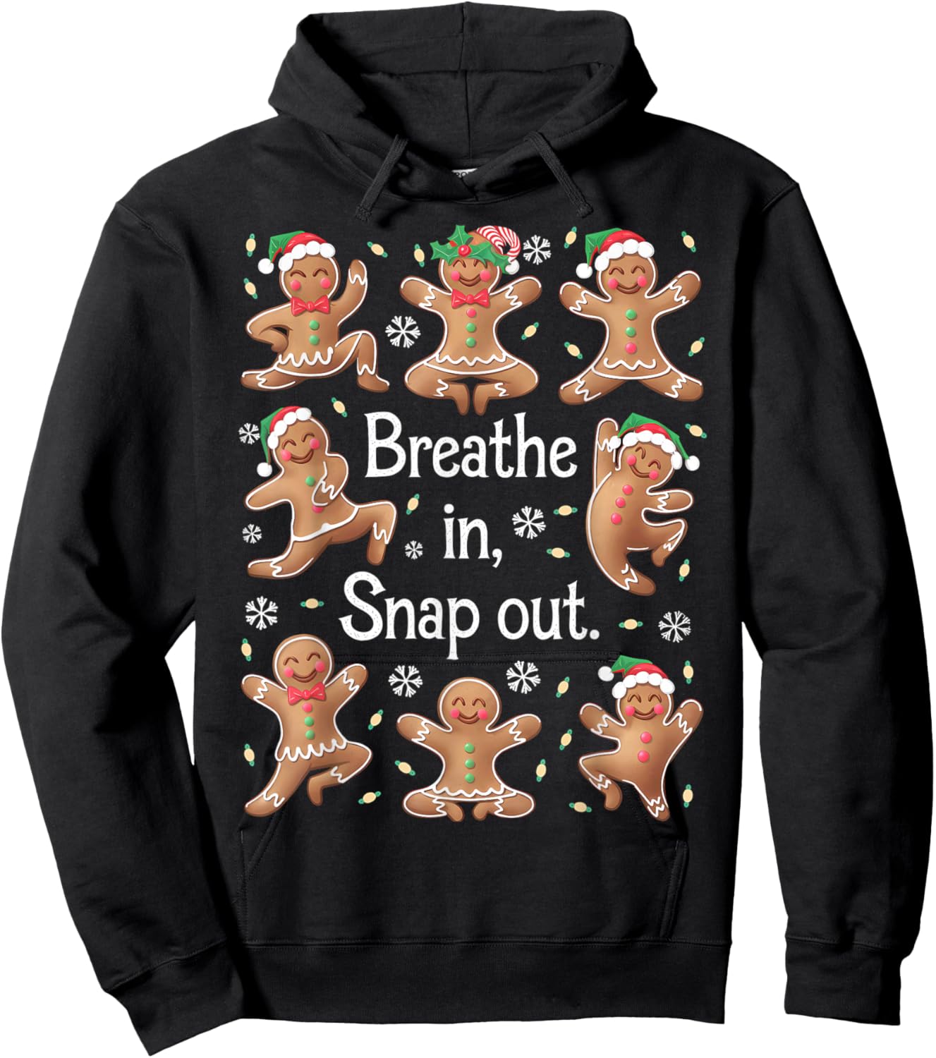 Funny Gingerbread Yoga Pose Christmas Hoodie - Hoodie | Black