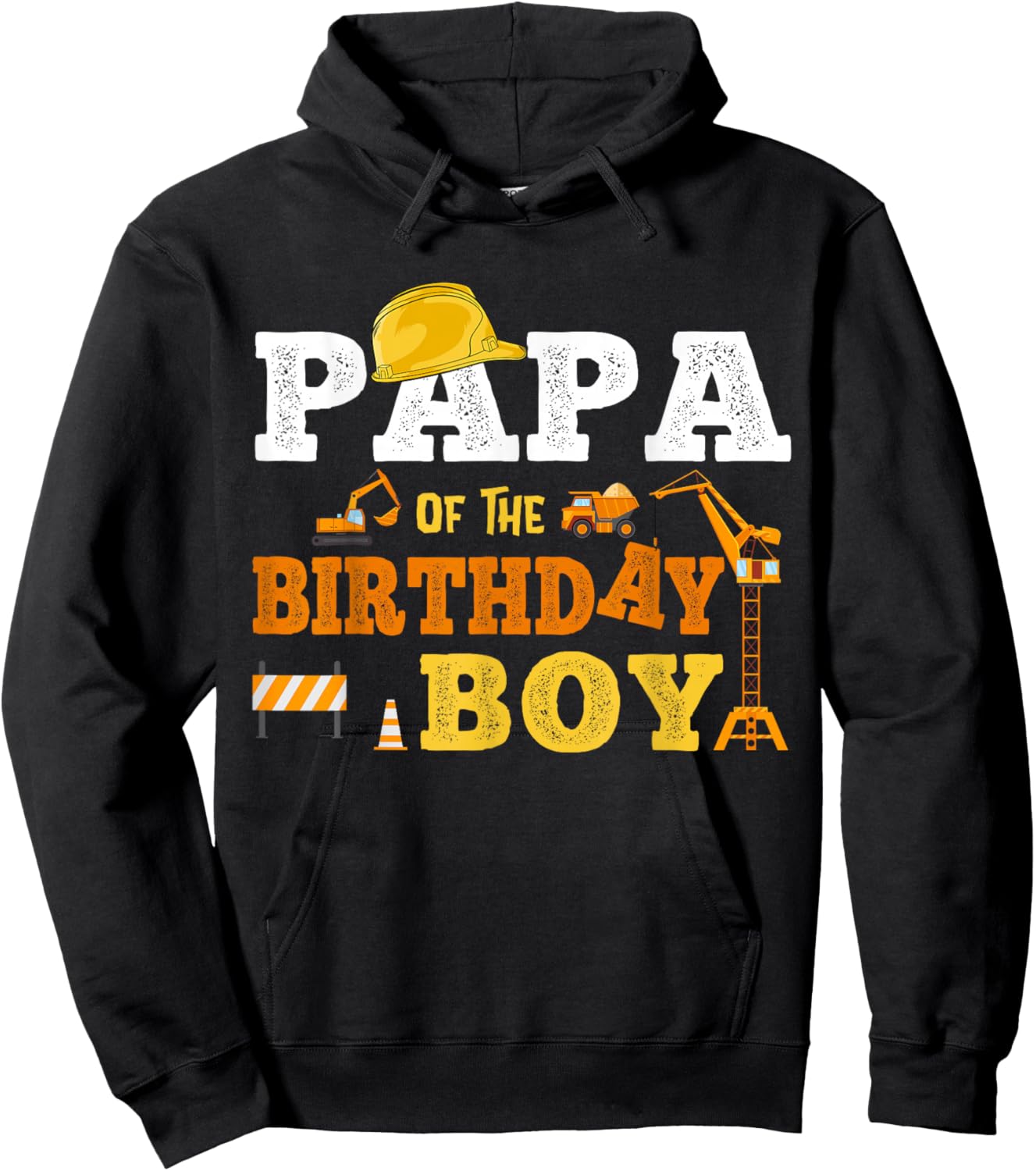 Papa Of The Birthday Boy Kid Construction Matching Family Hoodie - Hoodie | Black