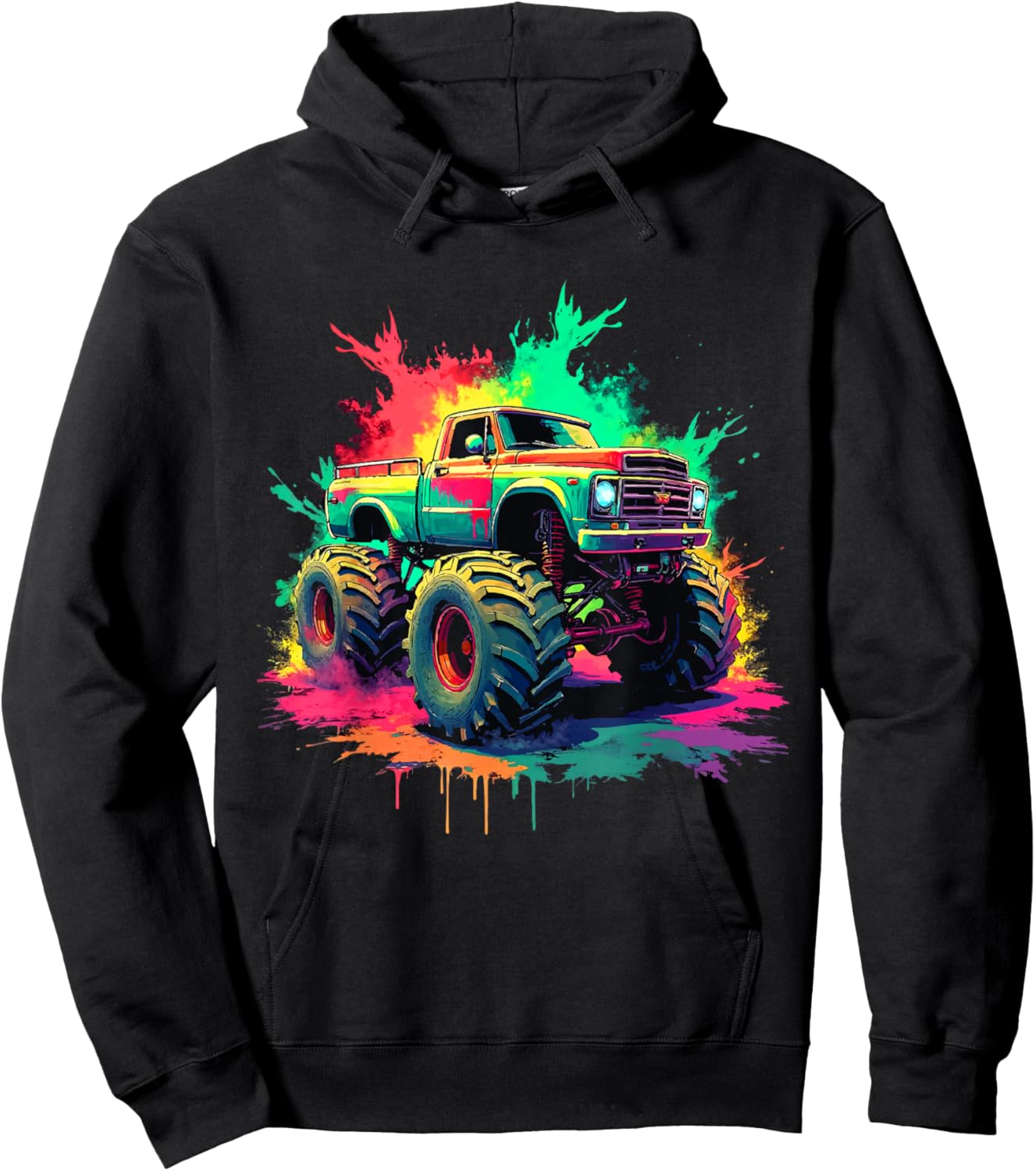 Monster Truck Children's Splash Monster Truck Boys Girls Car Hoodie - Hoodie | Black