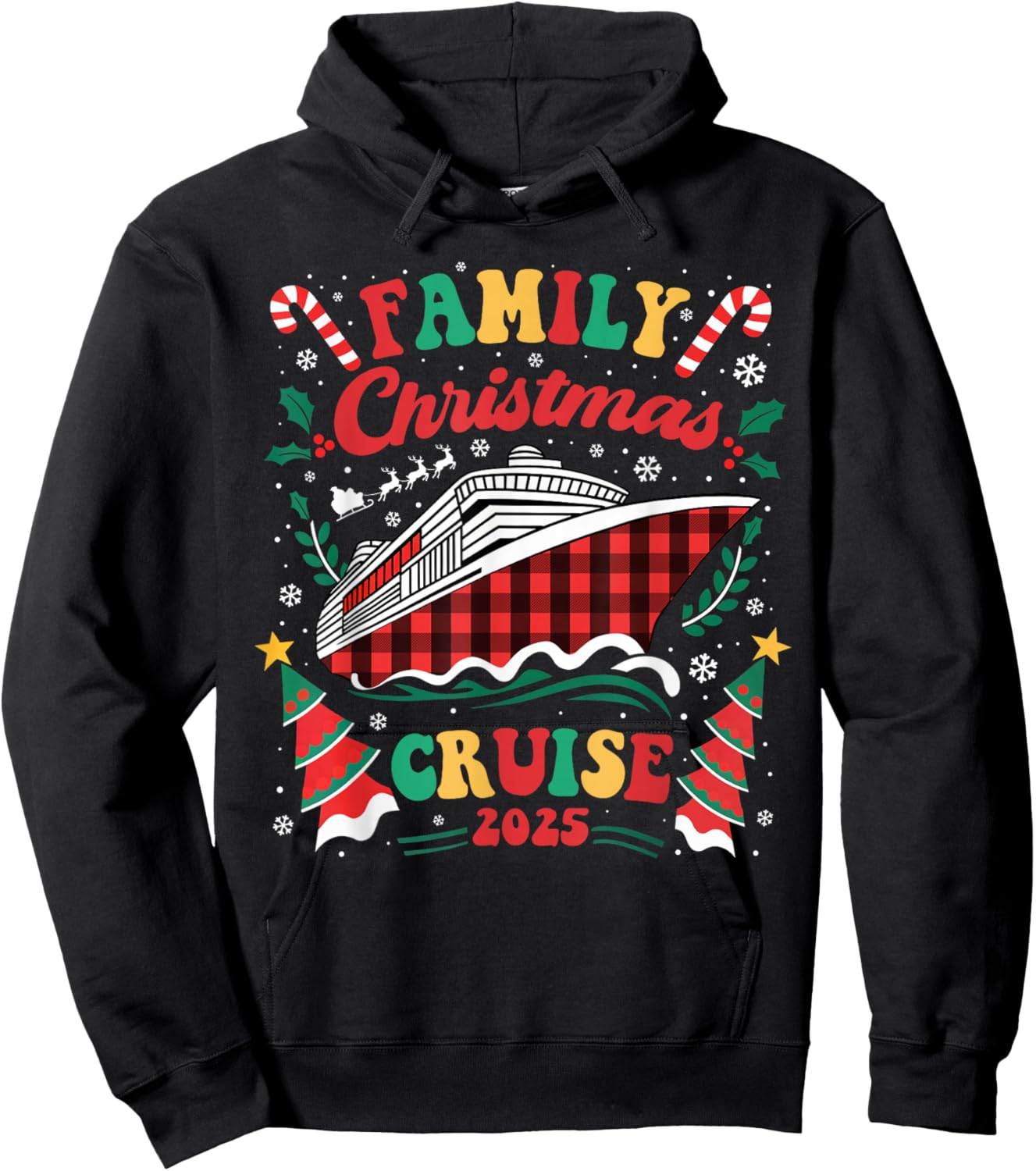 Family Christmas Cruise 2025 Family Matching Merry Christmas Hoodie - Hoodie | Black