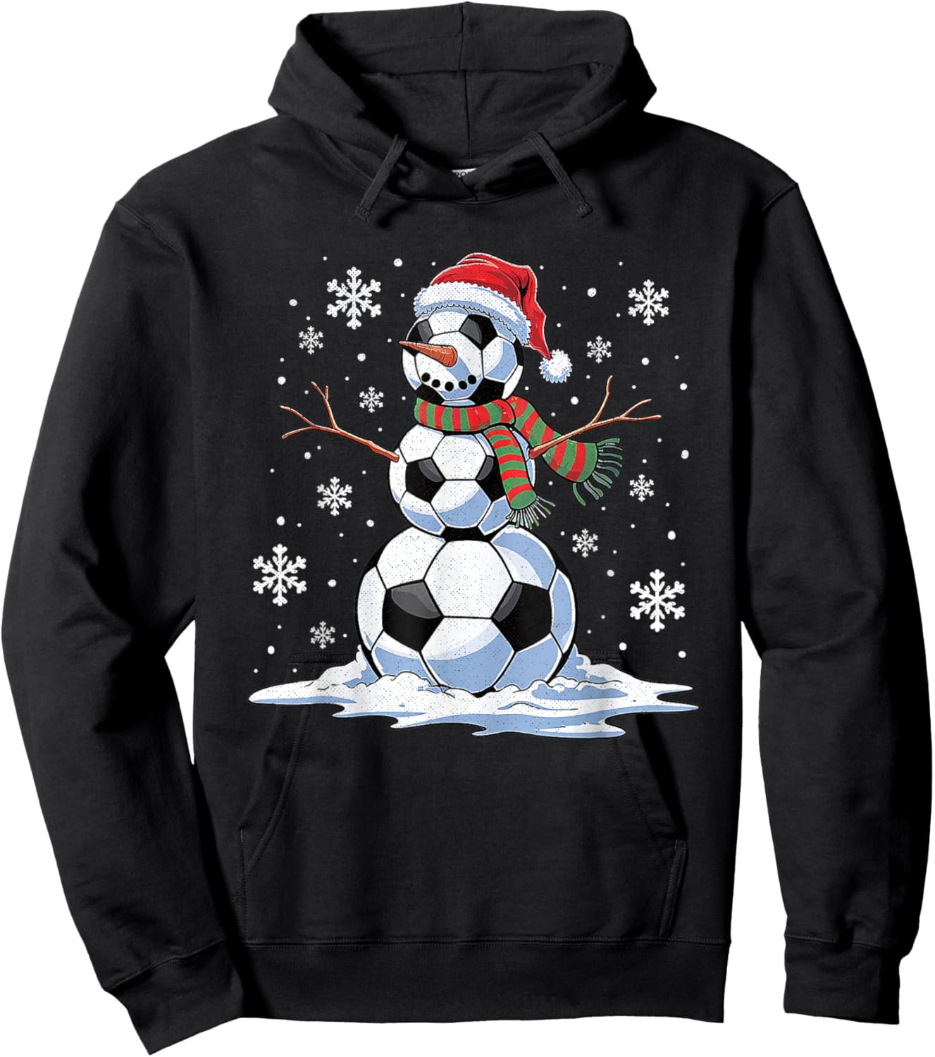 Funny Soccer Snowman Hoodie - Hoodie | Black