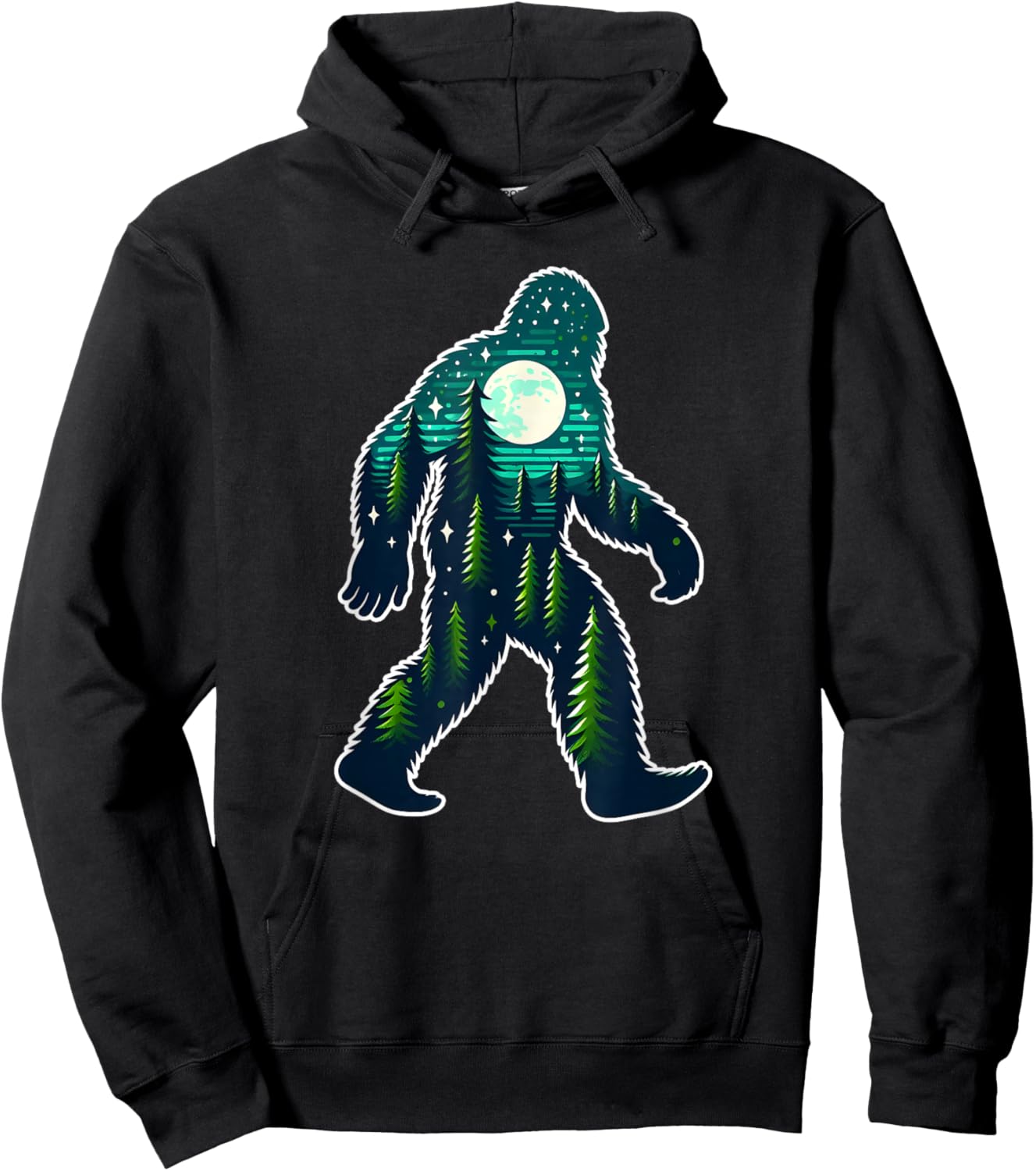Bigfoot Sasquatch Evening Forest Silhouette Hoodie - Hoodie | Black
