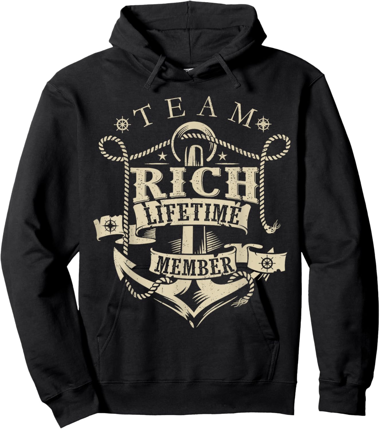 Team RICH Lifetime Member Vintage RICH Family Name Hoodie - Hoodie | Black