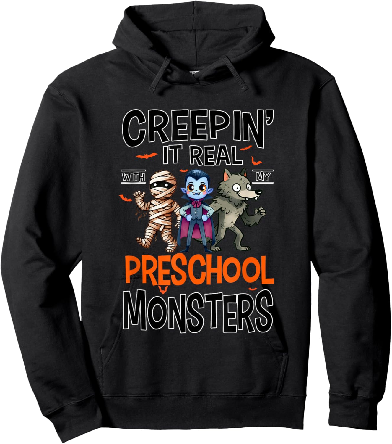 Halloween Teacher Creepin It Real With My Preschool Monsters Hoodie - Hoodie | Black