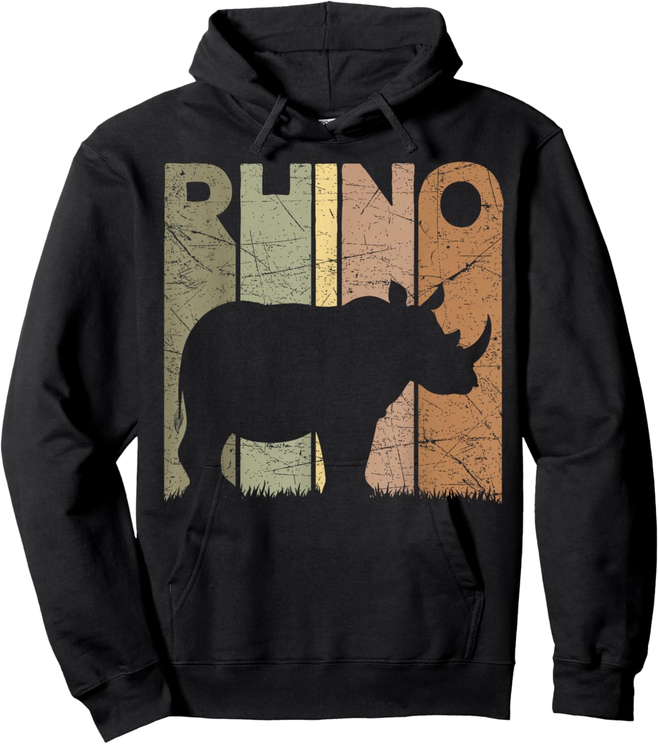 Rhino Vintage Rhinoceros Zookeeper Retro Safari Hoodie - Hoodie | Black