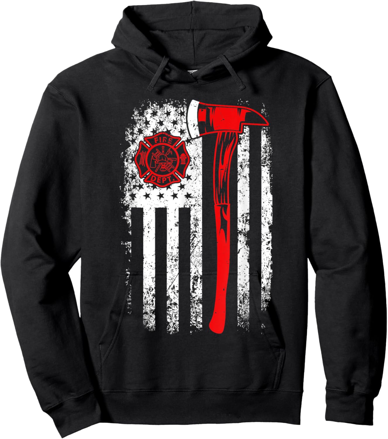 American Flag Firefighter For Fireman Patriotic Fire Fighter Hoodie - Hoodie | Black