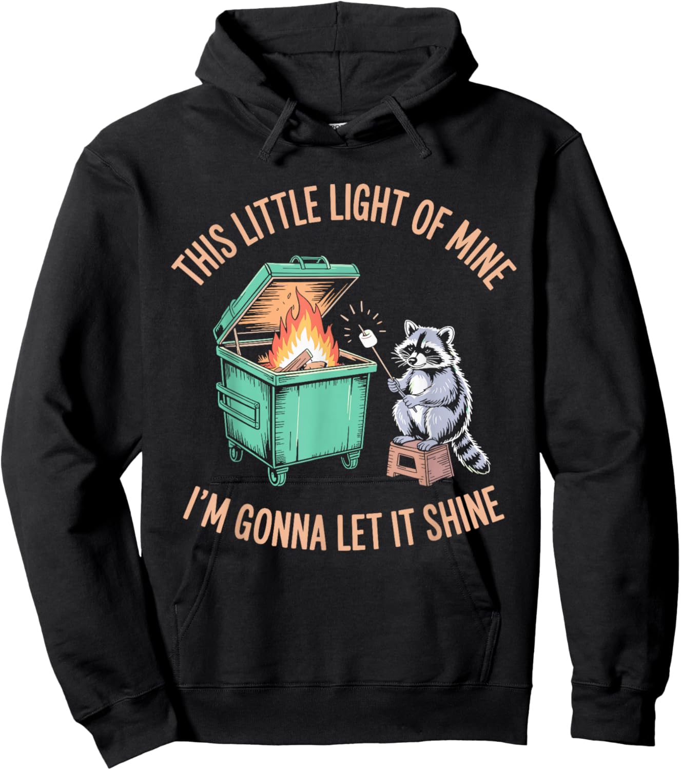 This Little Light of Mine I'm Gonna Let It Shine Raccoon Hoodie - Hoodie | Black