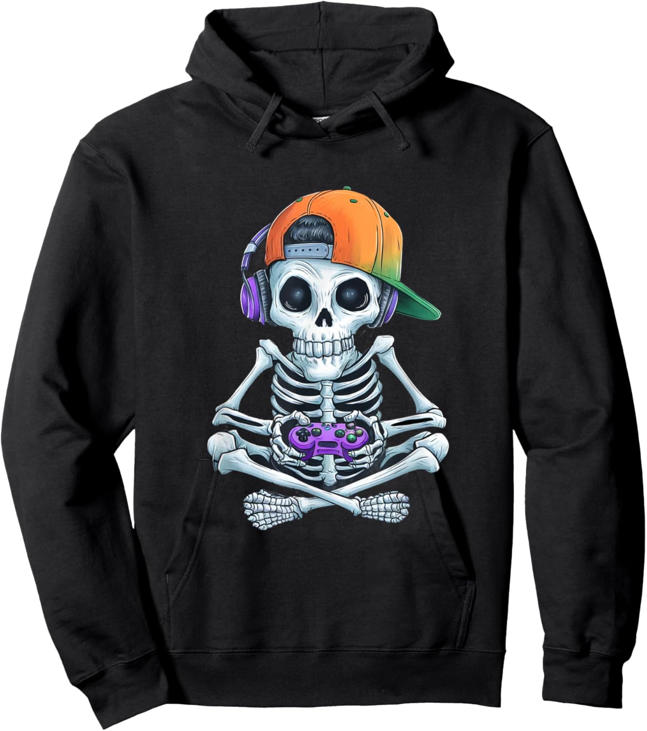 Gaming Skeleton Halloween Funny Gamer Boys kids Men Hoodie - Hoodie | Black