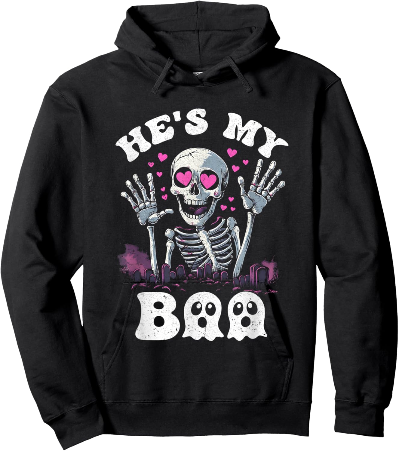 He's My Boo Matching Halloween Costume Couples She's My Boo Hoodie - Hoodie | Black