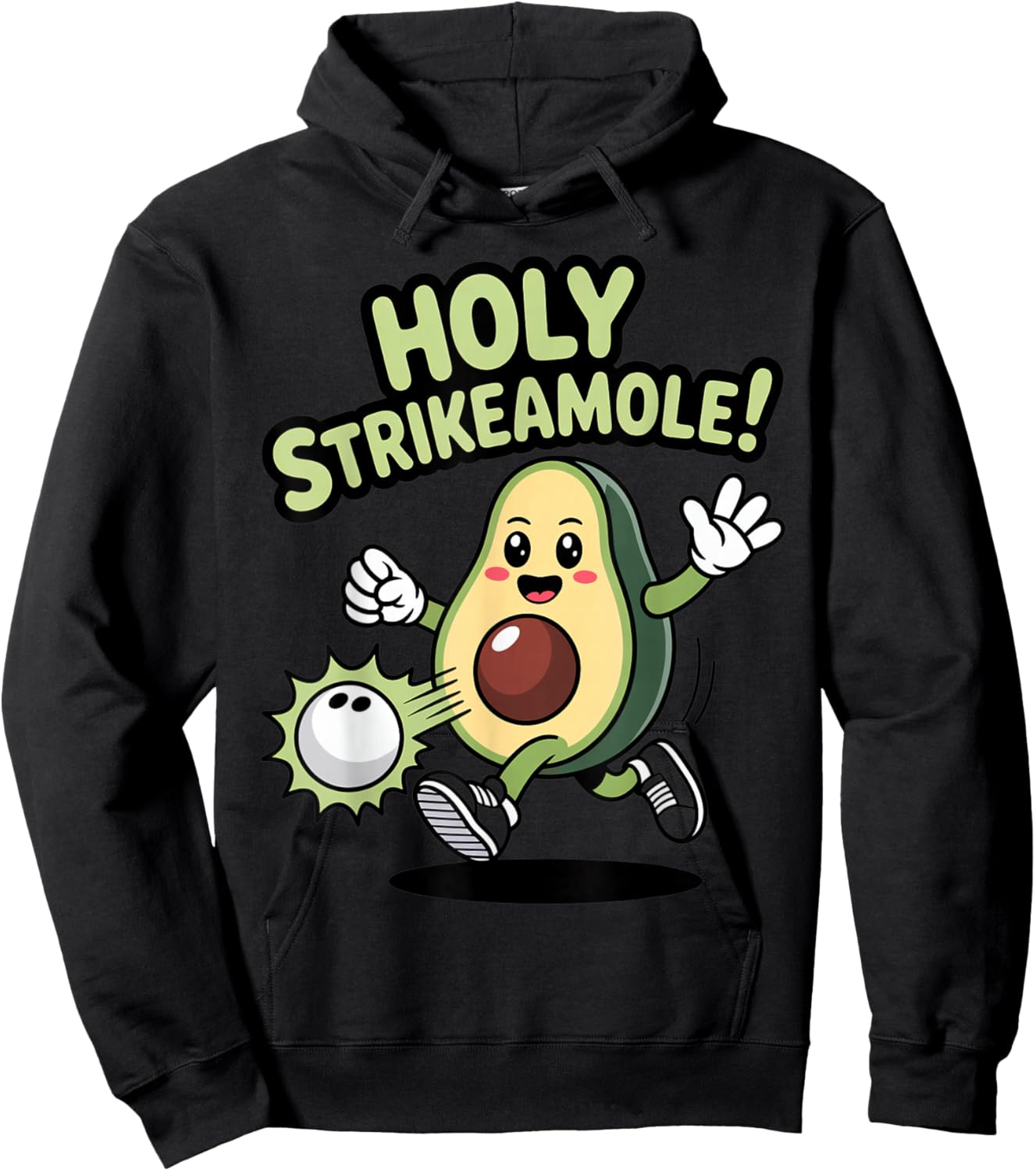 Holy Strikeamole Funny Avocado Bowling Strike Hoodie - Hoodie | Black
