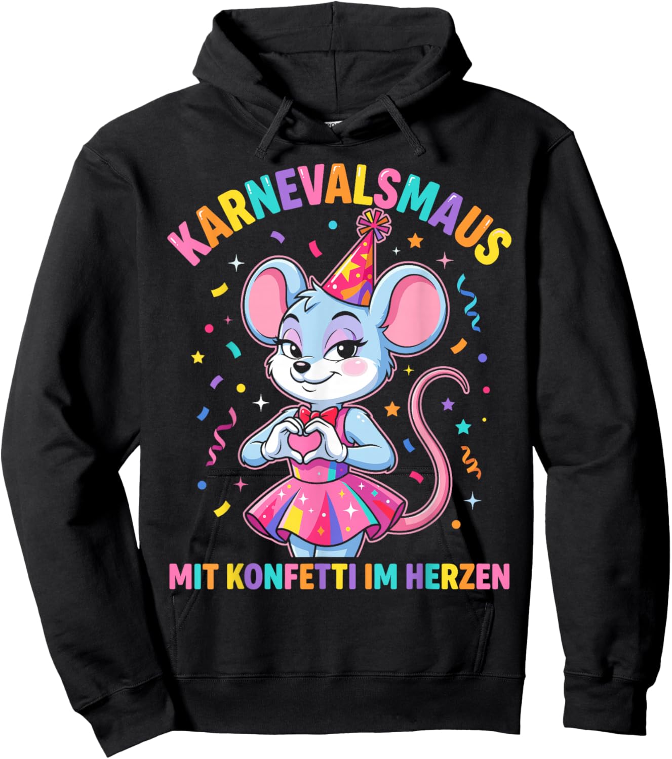 Kölle Alaaf with Confetti in the Heart Carnival Mouse Hoodie - Hoodie | Black