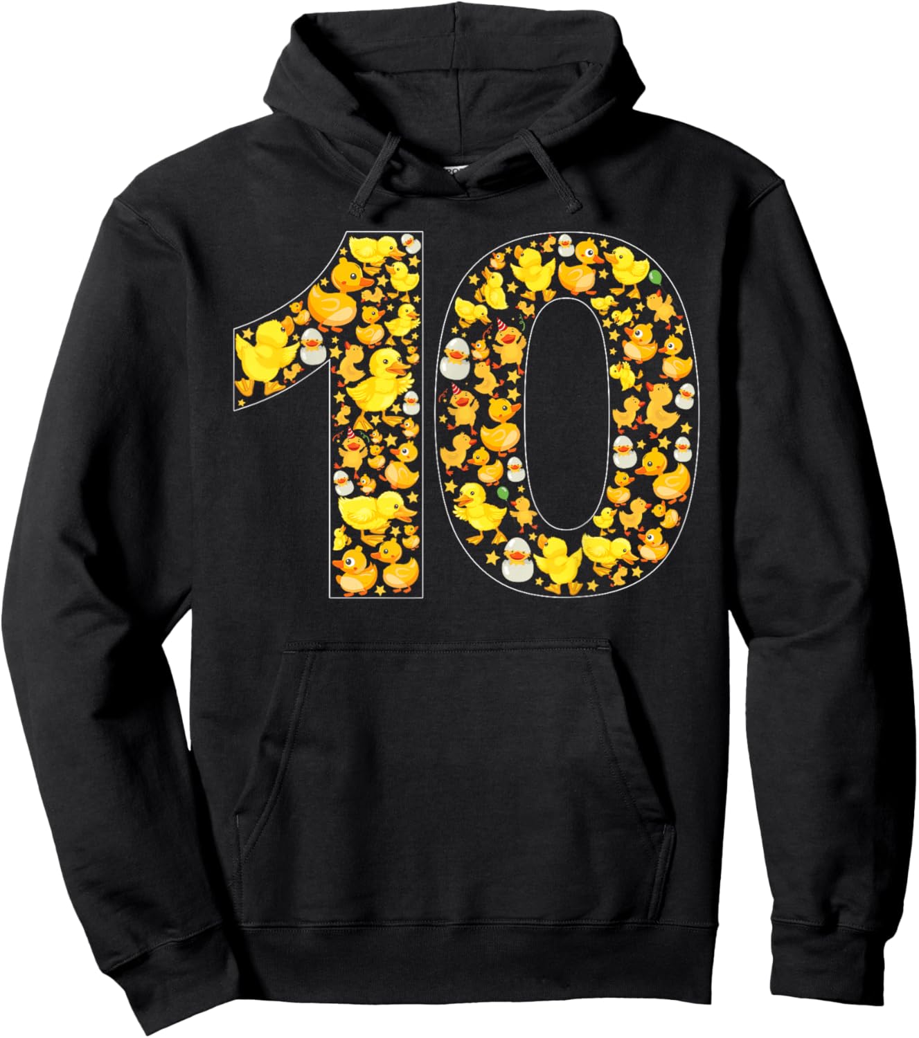 10th Birthday Cute Duck Theme 10 Year Old Boy Girl Birthday Hoodie - Hoodie | Black