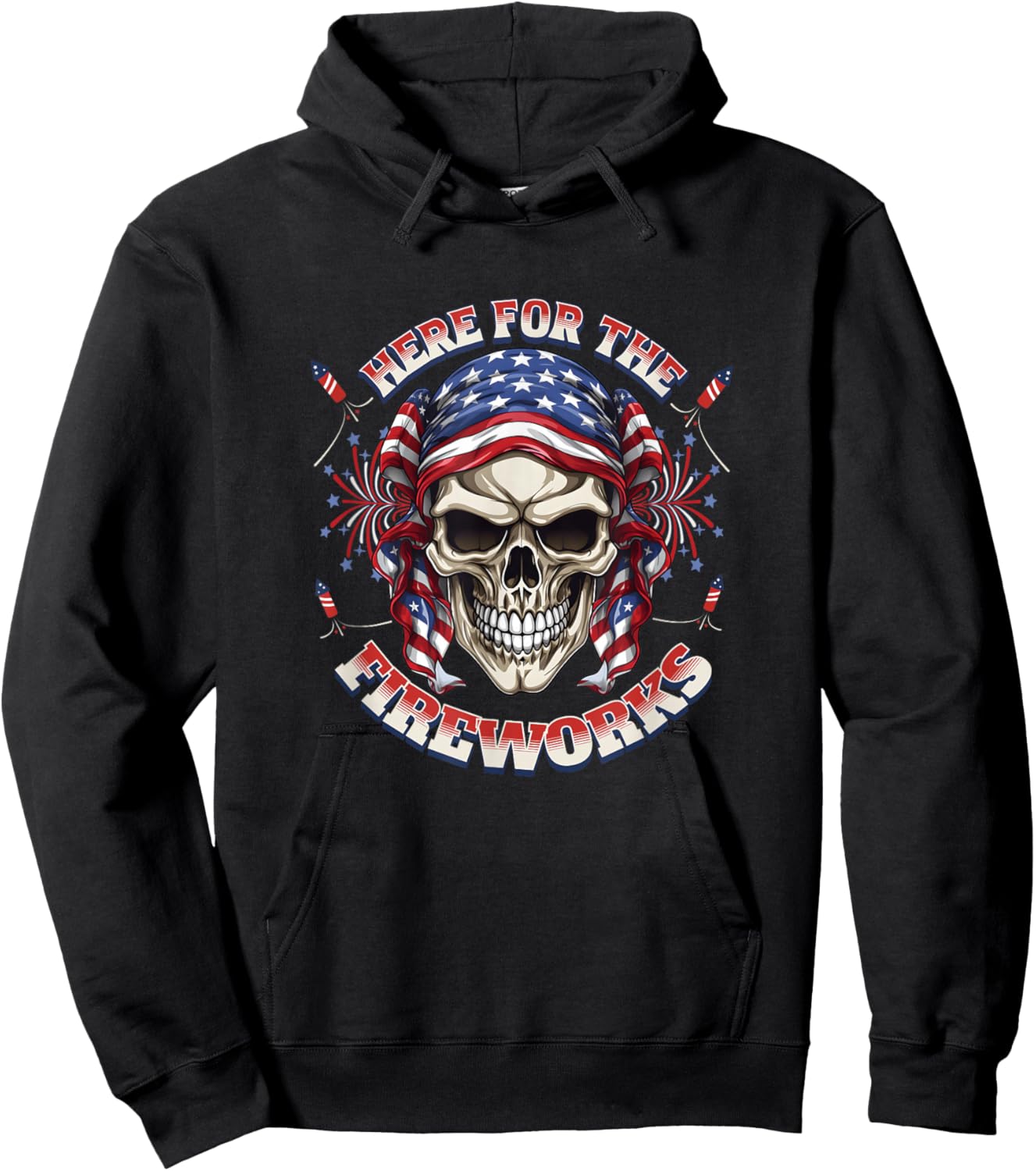 Here for the Fireworks July 4th Independence Day Fun Hoodie - Hoodie | Black