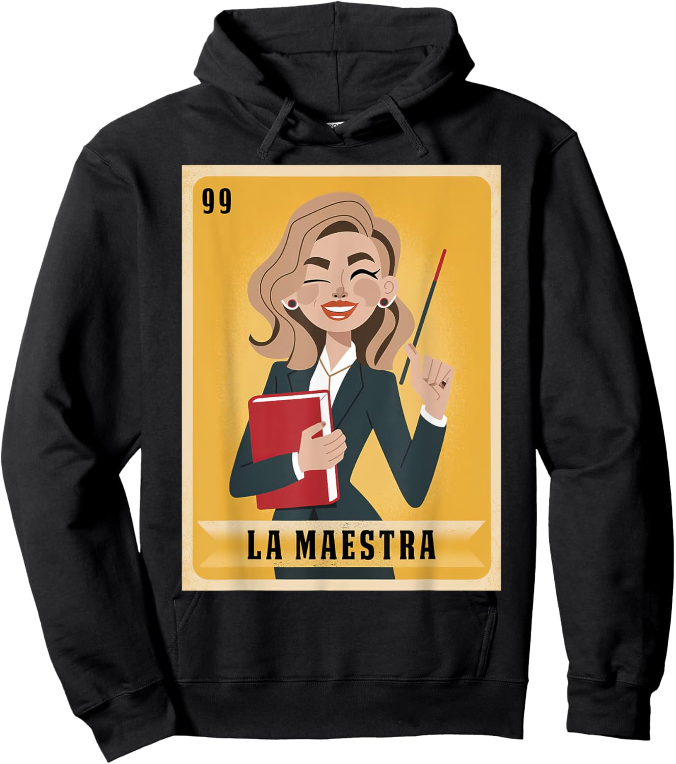 La Maestra Mexican Bingo Card Teacher Lottery Card Hoodie - Hoodie | Black