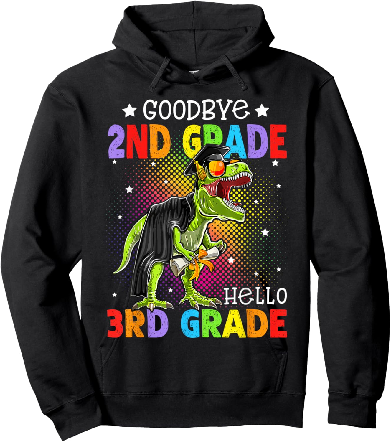 2nd Grade Graduation Hello 3rd Grade T-Rex Dino Boys Kids Hoodie - Hoodie | Black