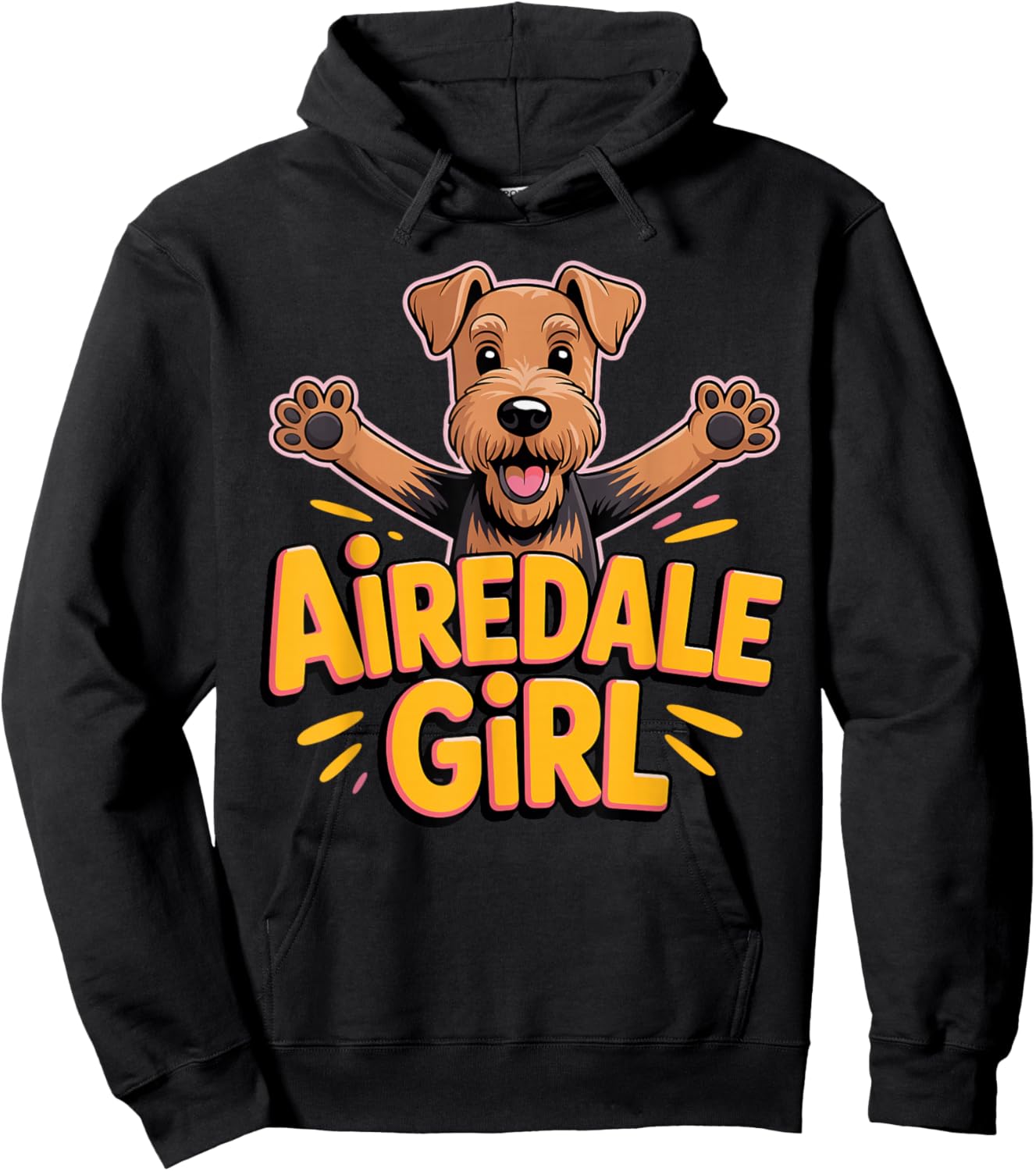 Airedale Girl Cartoon Airedale Pet Dog Breed Airedale Hoodie - Hoodie | Black