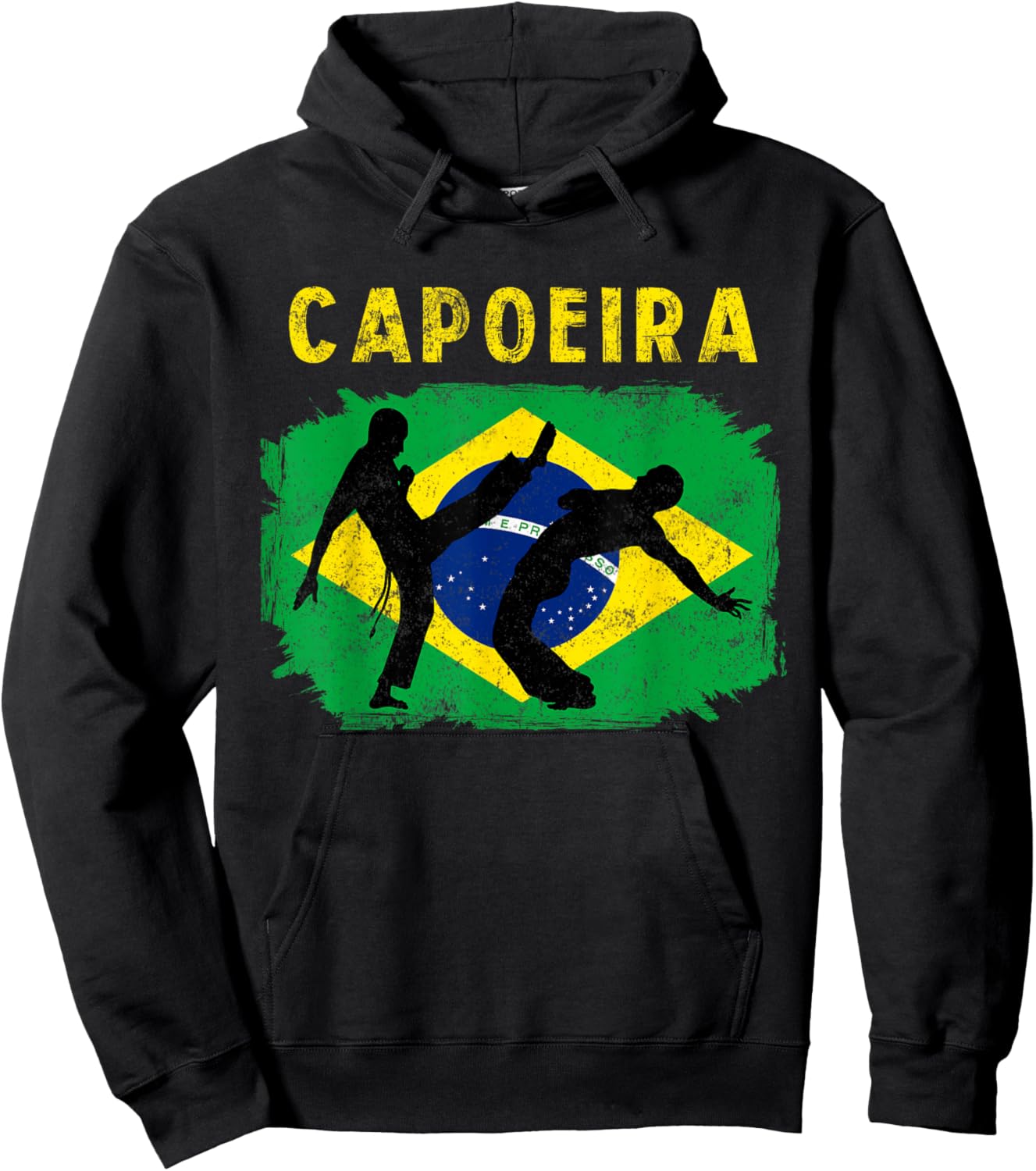 Vintage Capoeira Brazilian Flag Martial Arts Dance Fighter Hoodie - Hoodie | Black