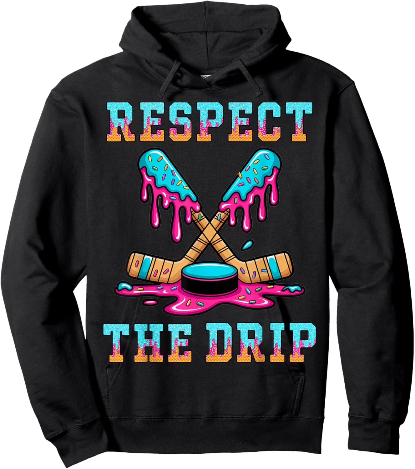 Hockey Shirts for Boys 8-12 Ice Cream Drip Stuff Gifts Kids Hoodie - Hoodie | Black