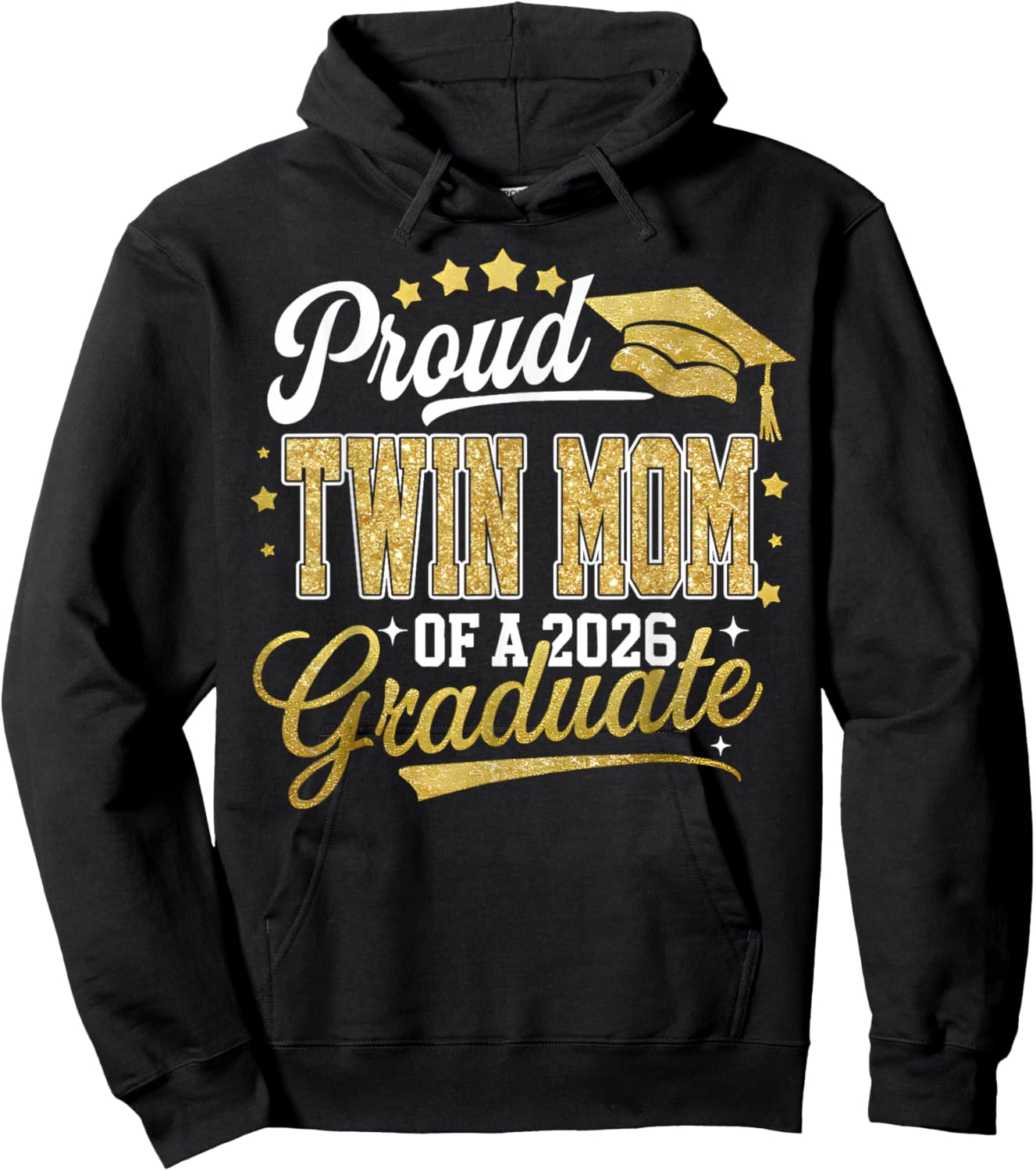 Proud Twin Mom of A Class of 2026 Graduate Senior Grad Hoodie - Hoodie | Black
