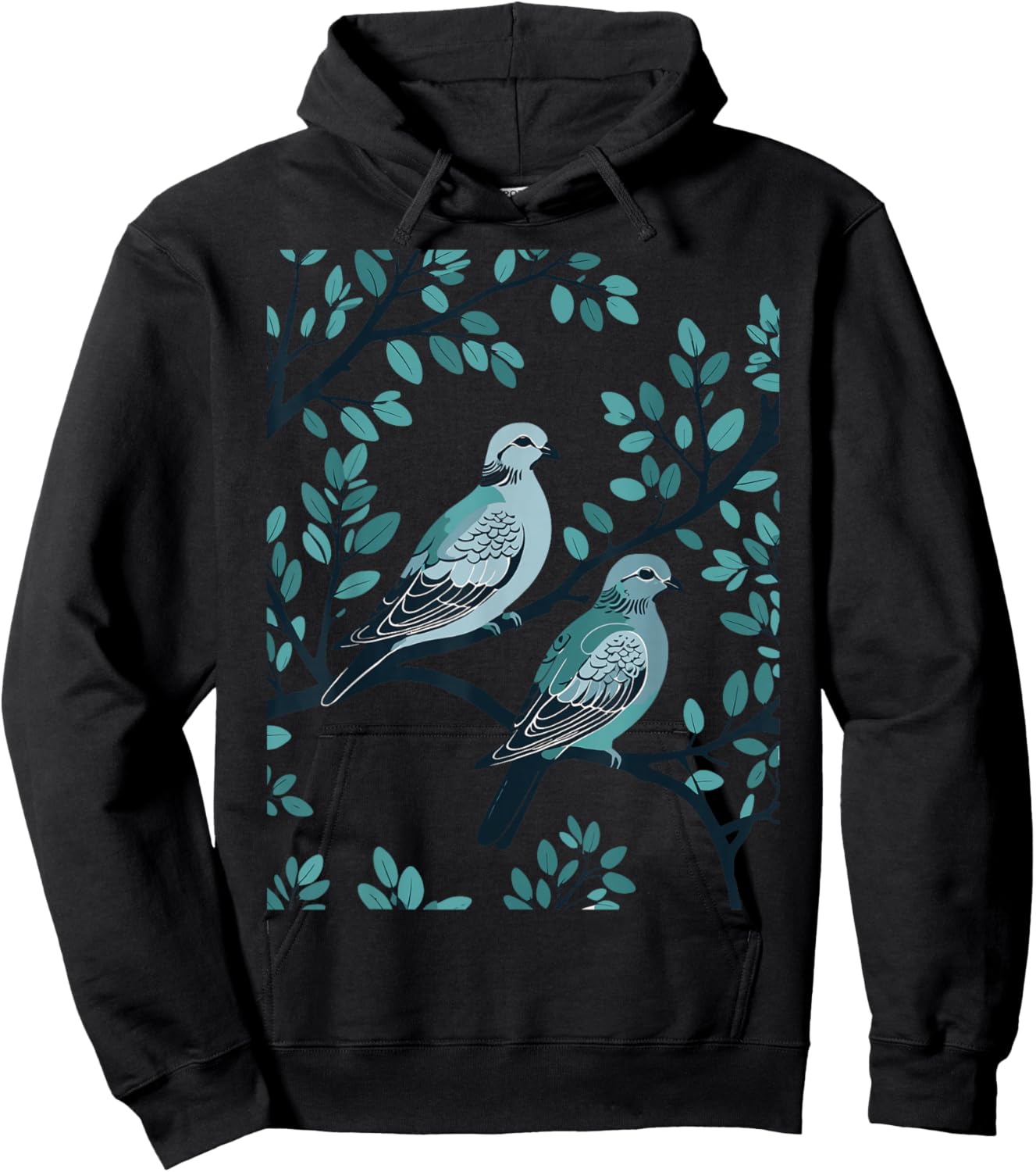 Two Turtle Doves Cut-Out Stencil-Style 3 Hoodie - Hoodie | Black