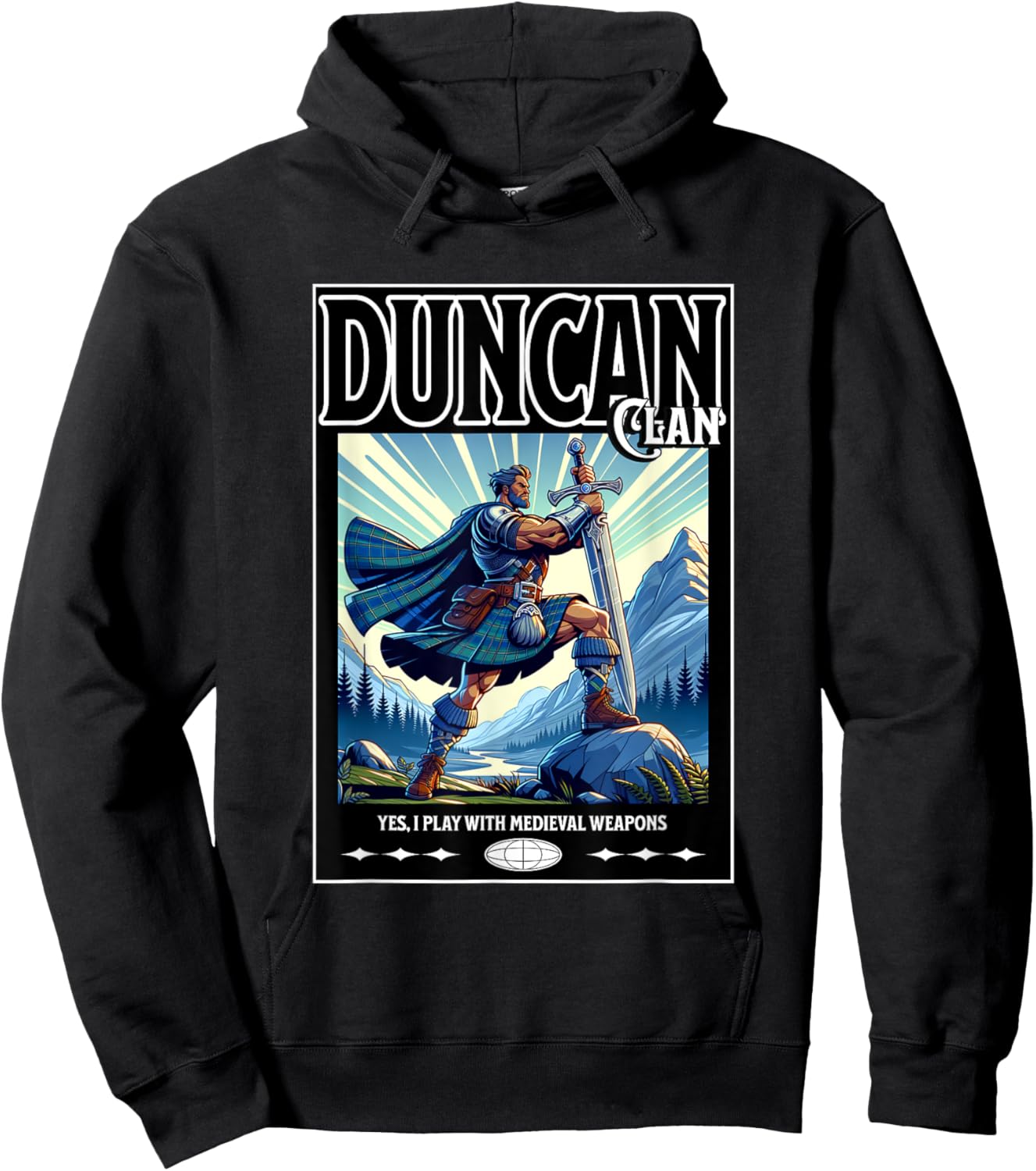 Duncan Scottish Funny Clan Medieval Gaelic Weapons Hoodie - Hoodie | Black