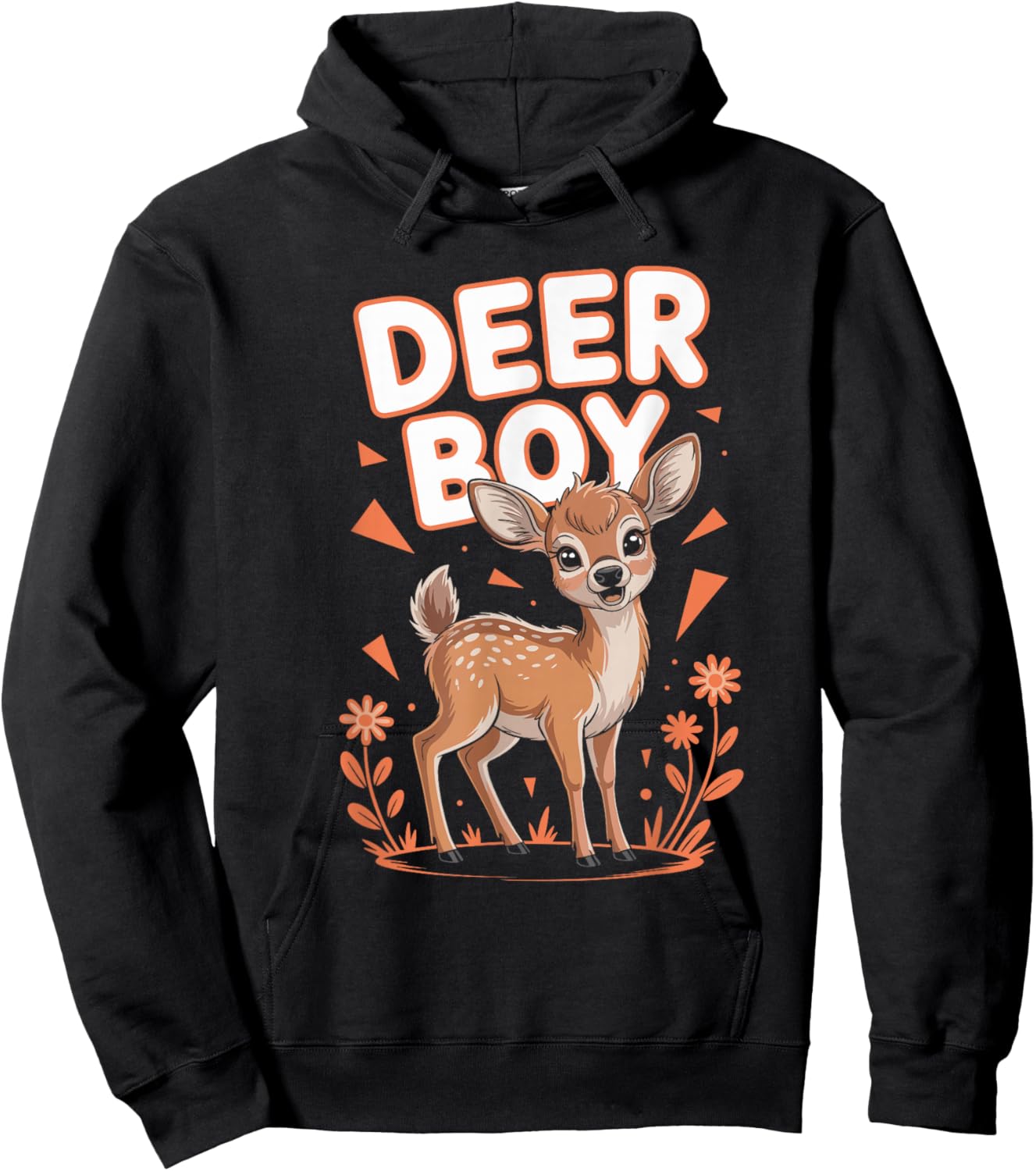 Deer Boy Cartoon Forest Animal Retro Funny Hunt Artwork Hoodie - Hoodie | Black