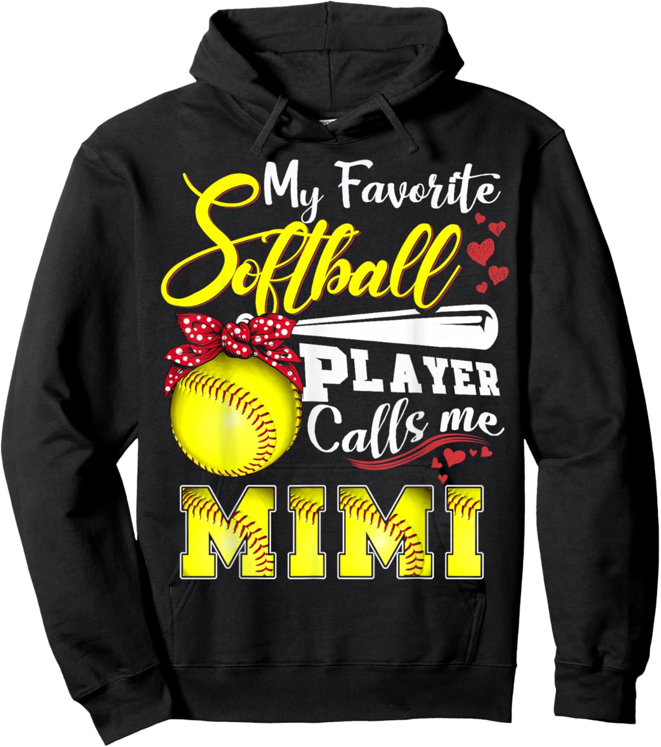 My Favorite Softball Player calls me Mimi Mothers day Hoodie - Hoodie | Black
