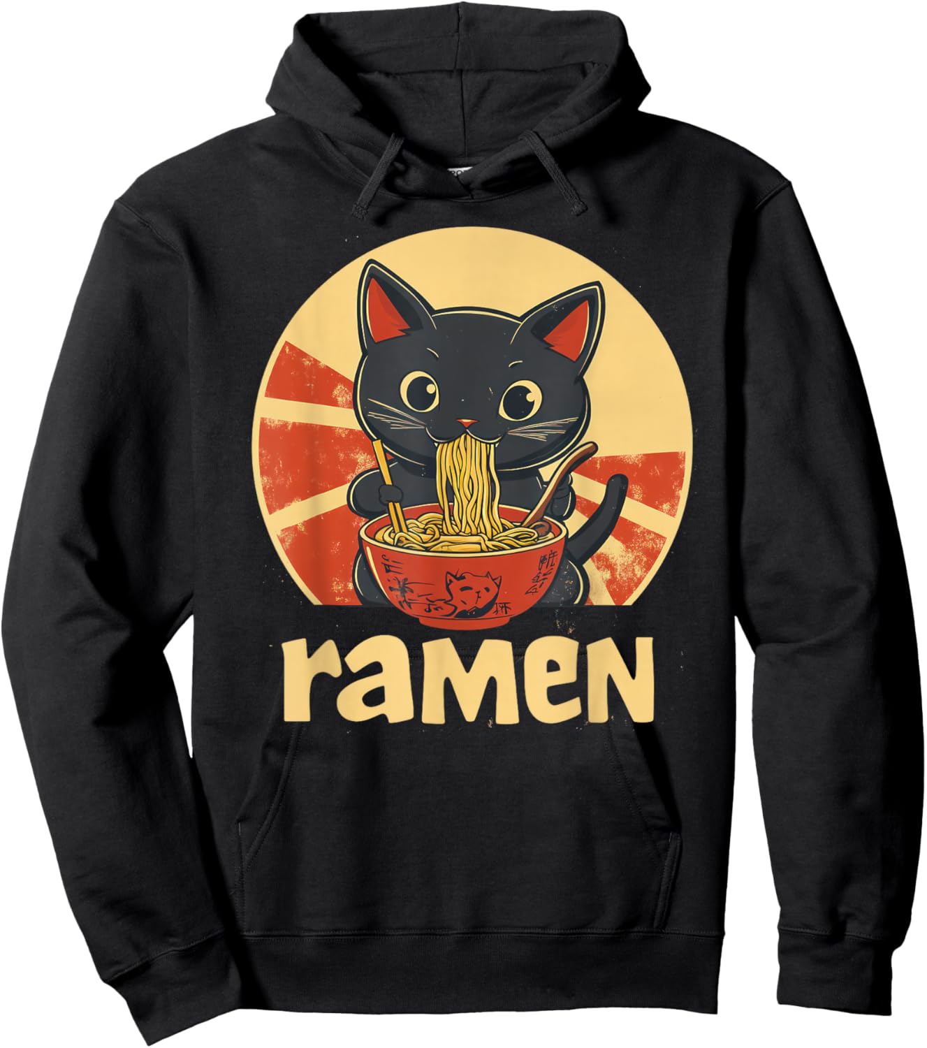 Anime Cat Ramen Kawaii japanese cat kawaii manga Hoodie - Hoodie | Black