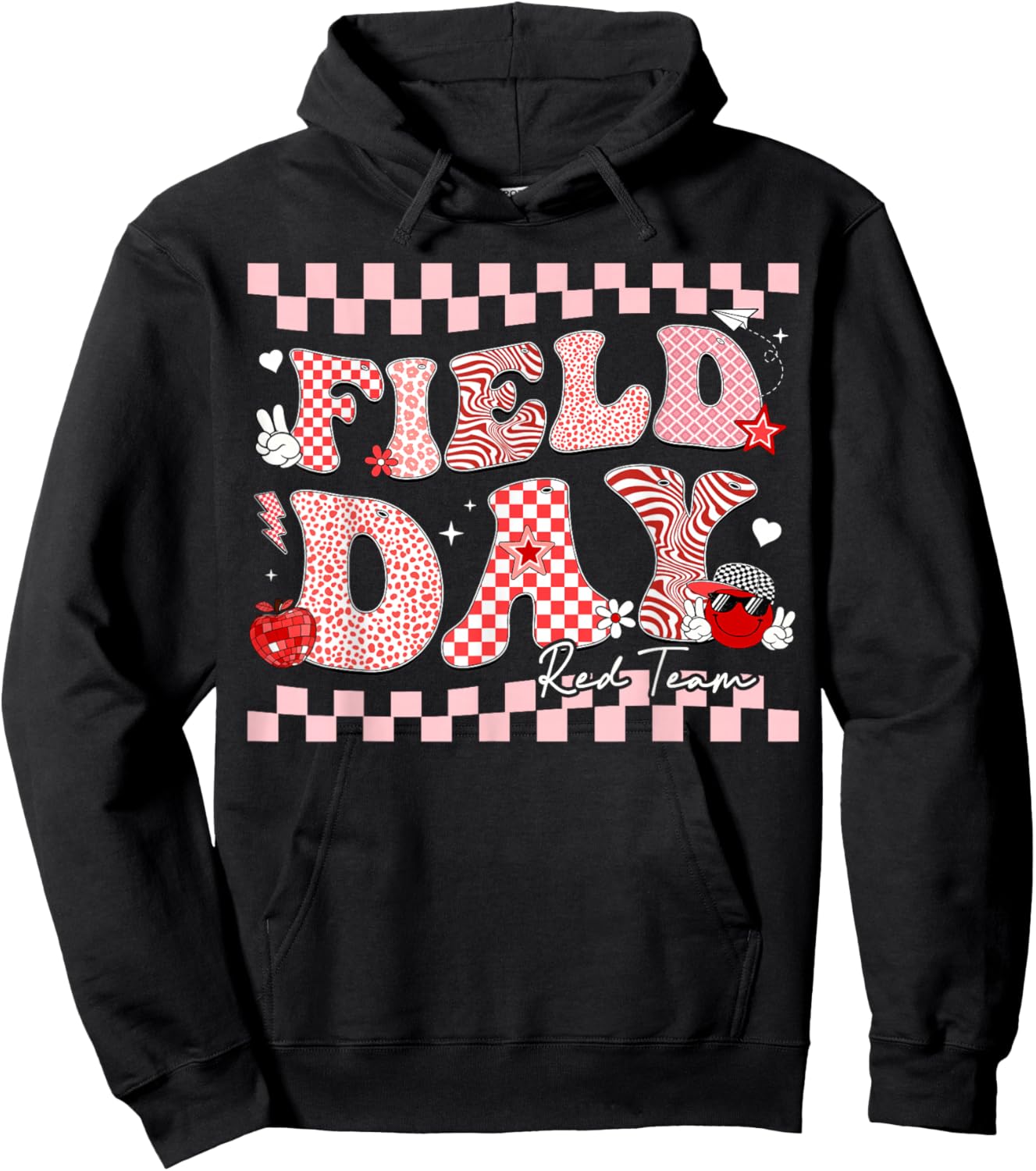 Field Day Red Team Smile Face Retro Men Women Kids Hoodie - Hoodie | Black
