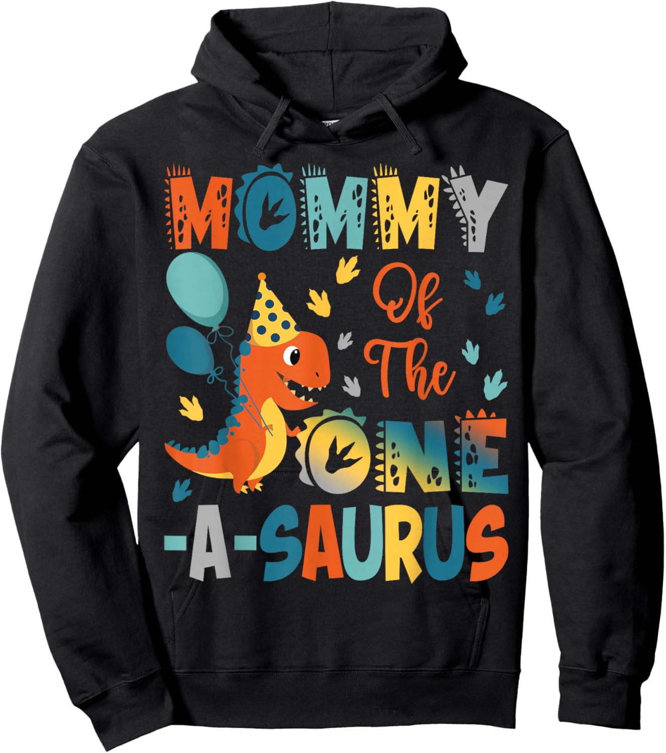 Mommy Of The One-A-Saurus 2Nd Birthday Dinosaur Party Hoodie - Hoodie | Black