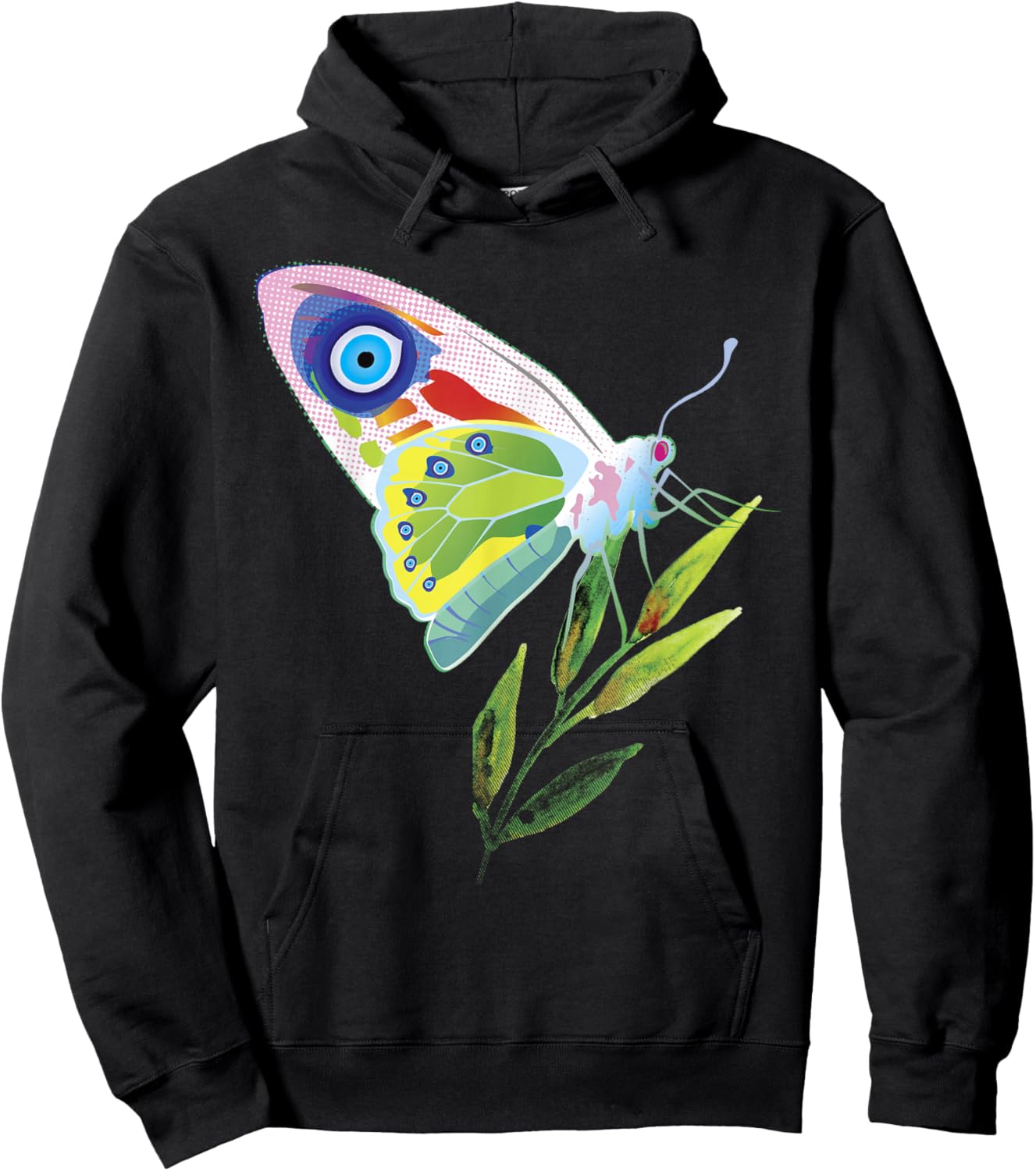Greek Butterfly Evil Eye Shirt Hoodie - Hoodie | Black