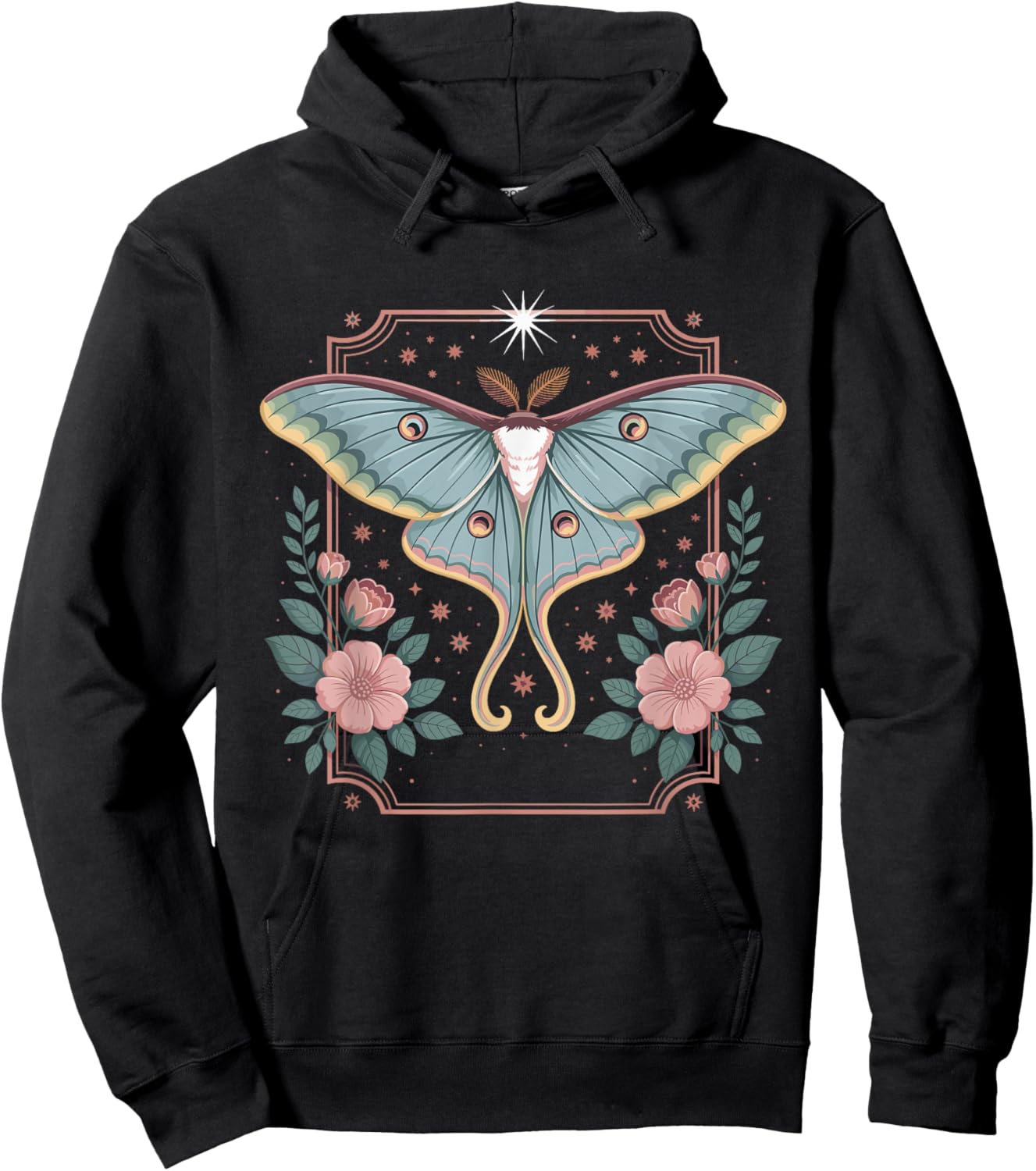Aesthetic Goth Enthusiast Fairy Grunge Insect Luna Moth Hoodie - Hoodie | Black
