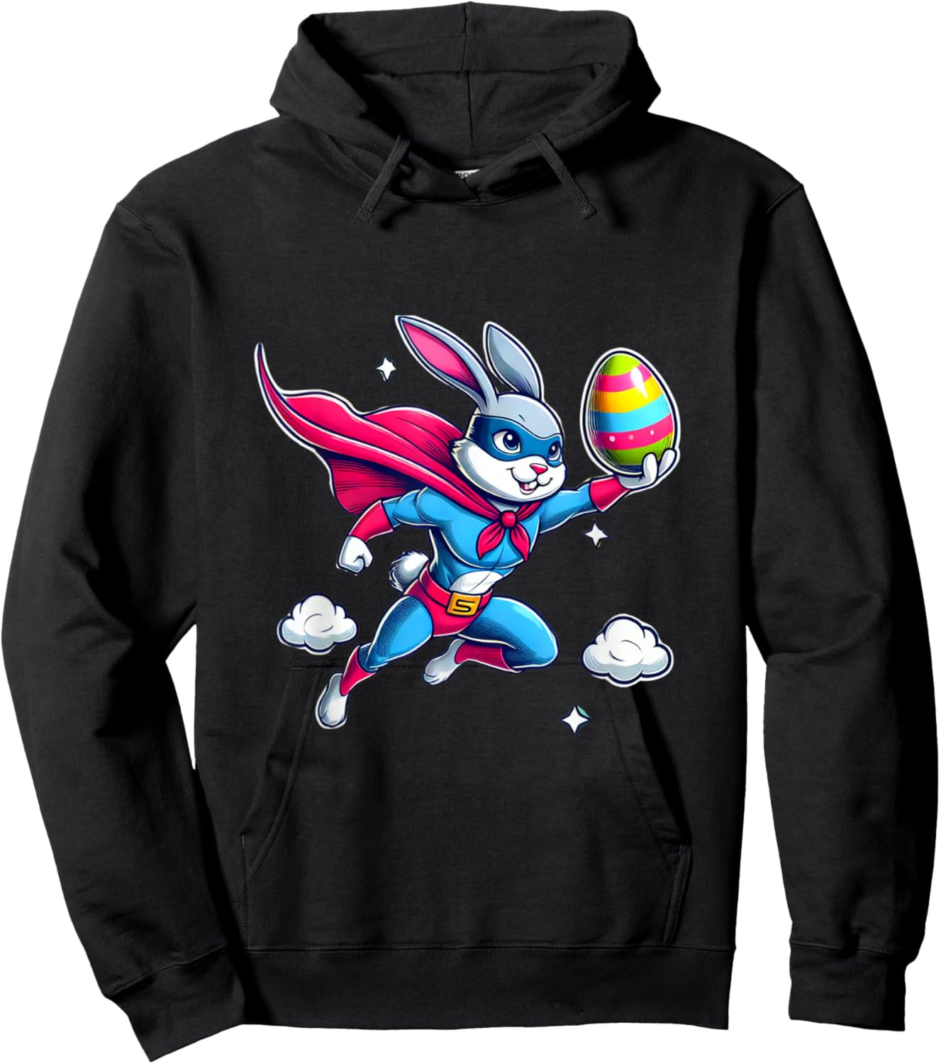 Superhero Bunny Easter Egg Hunt Cute Kids Hoodie - Hoodie | Black